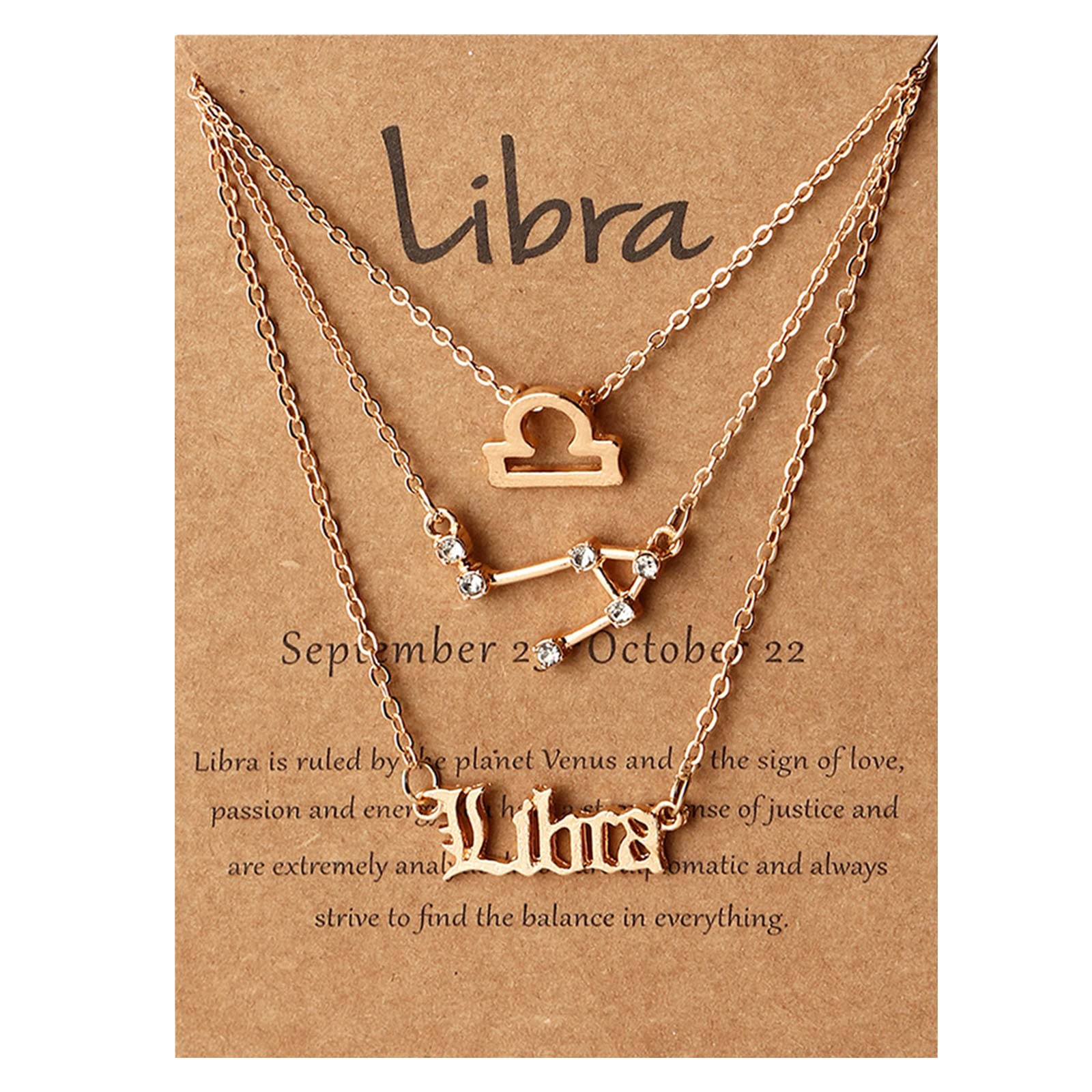 12 Exquisite Zodiac Constellation Necklaces for Women - Libra Birthday Pendant Jewelry, Retro Layered Long Necklace for Girls & Women, Perfect for Gifts, Parties & Everyday Wear (One Size)