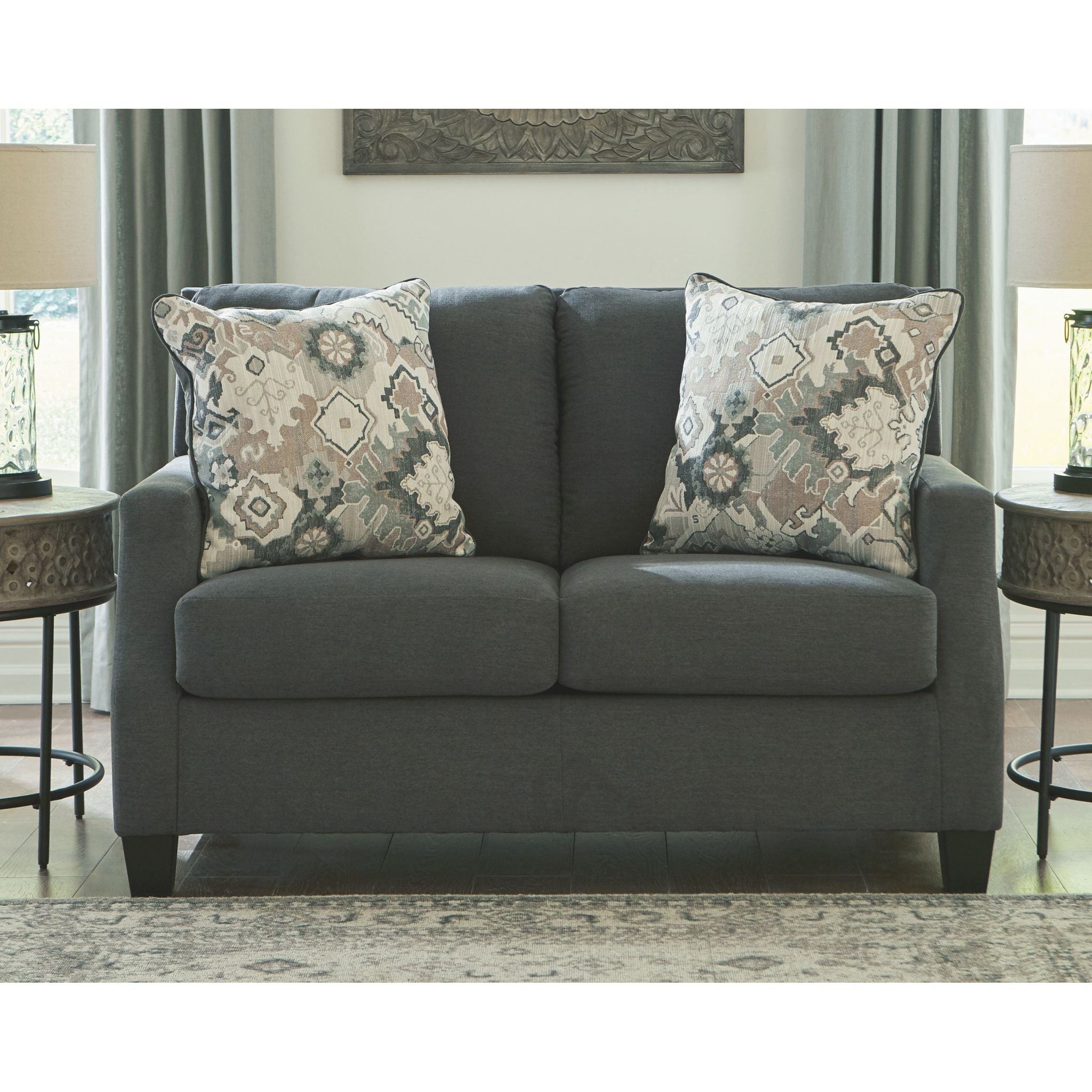 Bayonne Loveseat in Charcoal - Modern Two-Seater Sofa for Living Room, Lounge & Small Spaces