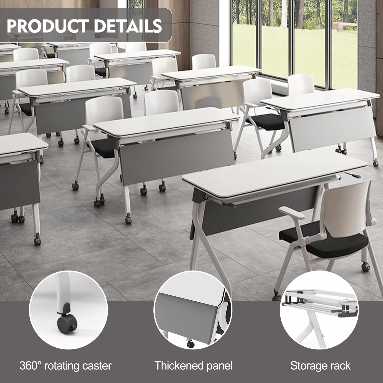 4-Pack Modern Folding Conference Tables with Lockable Wheels - Mobile Foldable Meeting Tables for Office, Classroom & Home Use - Perfect for Conference Rooms, Seminars & Media Centers