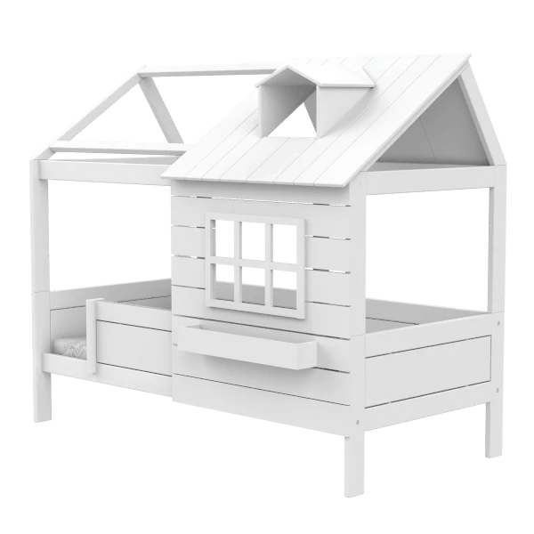 Lake House Style Wooden House Bed Frame 90x200 cm - Perfect for Kids' Bedrooms, Playrooms & Cozy Reading Nooks