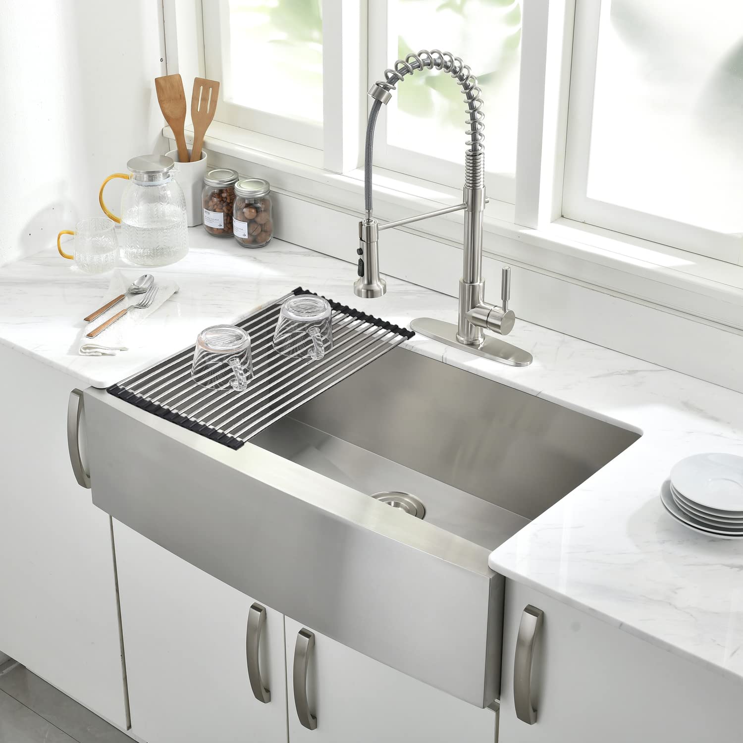 30x22 Inch Farmhouse Apron Front Sink - 16 Gauge 304 Stainless Steel Single Bowl Kitchen Sink for Farmhouse & Rustic Style Homes | Perfect for Food Prep, Washing Large Pots & Farmhouse Decor
