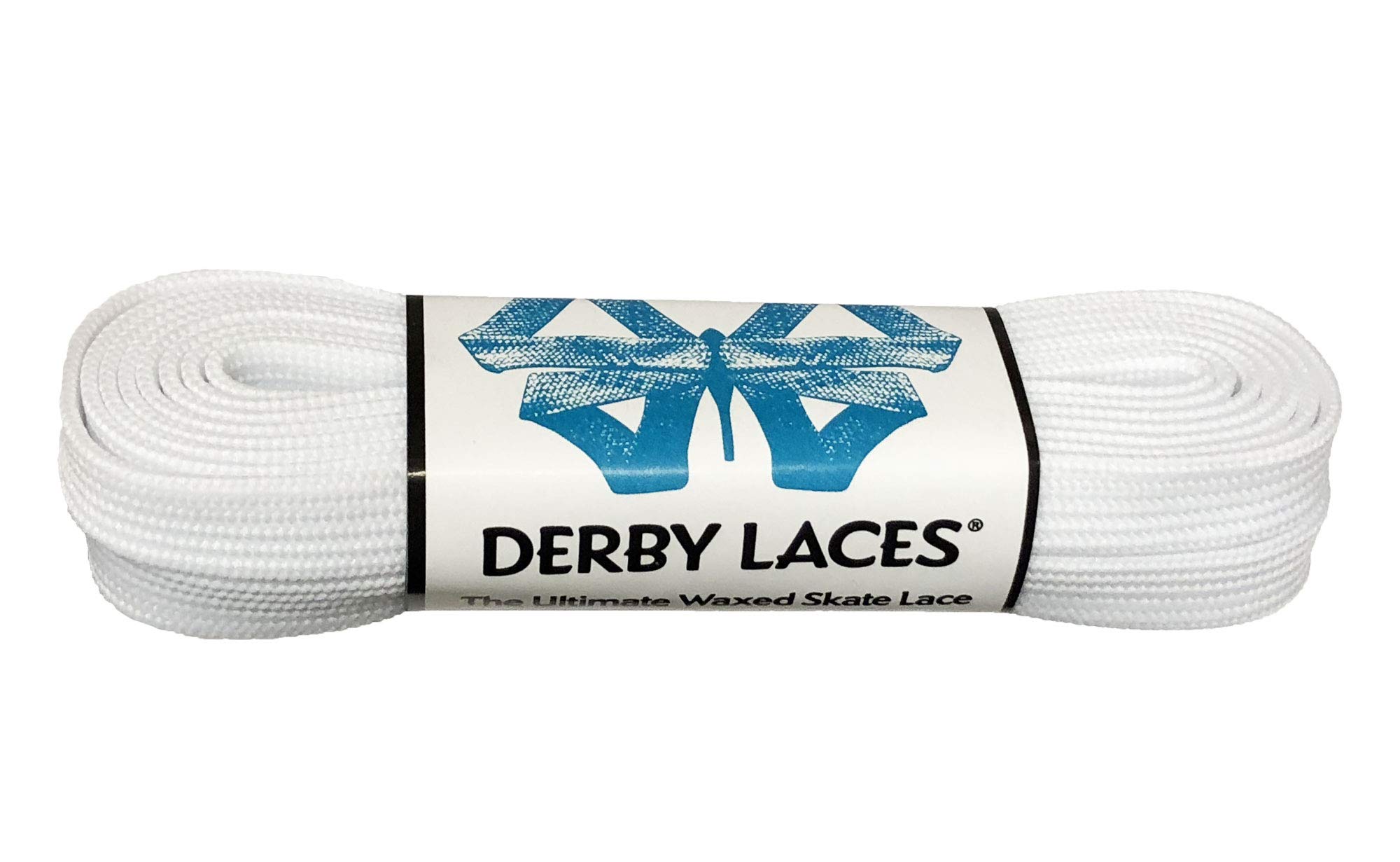 Derby Laces Solid White - 10mm Wide Flat Shoelaces for Boots, Skates, Roller Derby & Hockey Skates (96 Inch/244 cm) - Perfect for Sports, Work Boots & Casual Wear