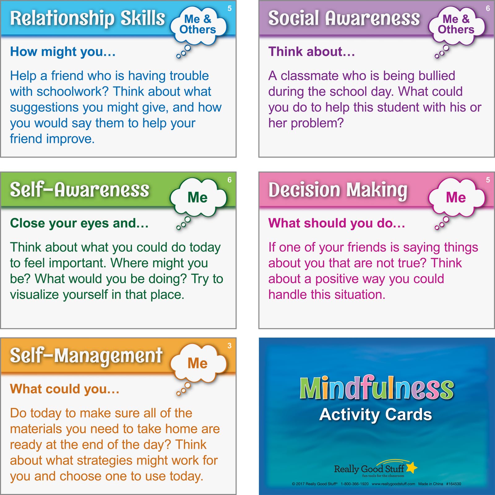 Mindfulness Activity Cards for Students - Set of 40 Mindful Exercises to Build Emotional Strength, Growth Mindset & Focus - Classroom & Homeschool Wellness Tools for Kids & Teens