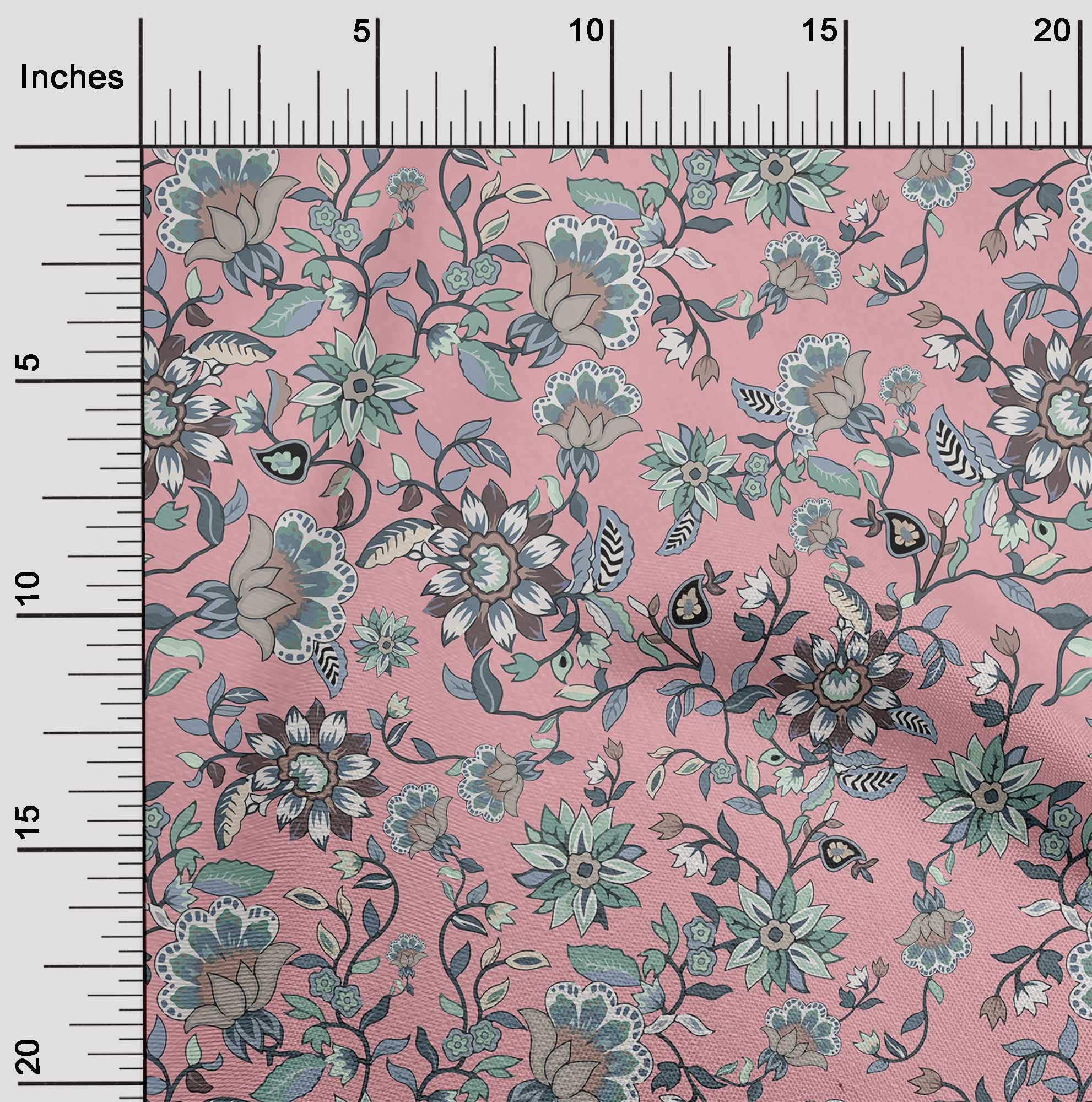 oneOone Cotton Jersey Light Pink Suzani Print Fabric by The Yard - 58 Inch Wide Soft Dress Material for DIY Asian-Inspired Clothing & Home Decor Projects