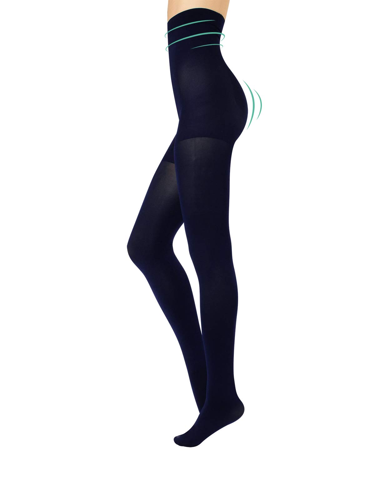 High Waist Opaque Tights 80 Den Black - Winter Shaping Pantyhose for Women