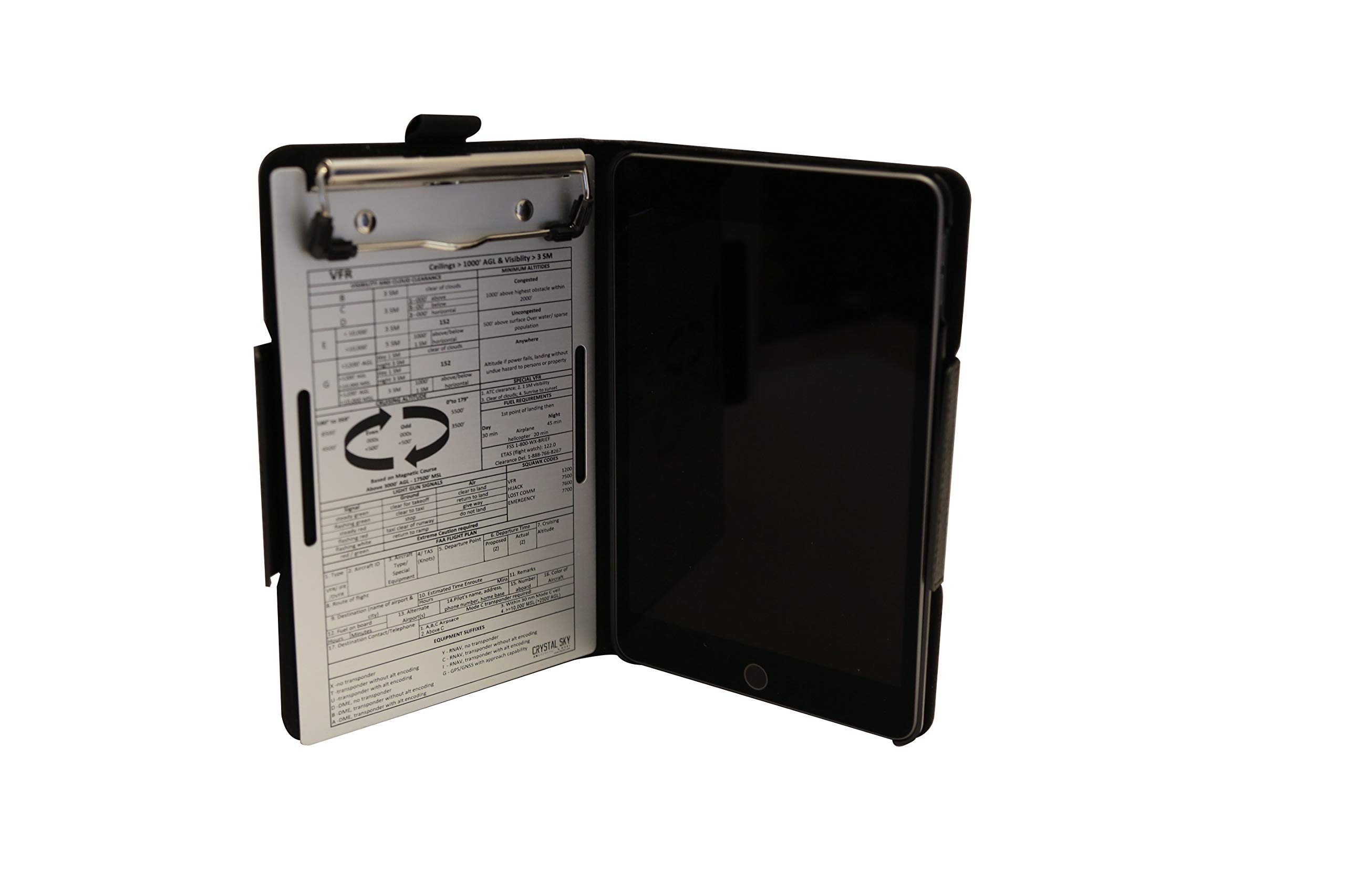 Premium Full Grain Leather Crystal Pilot FlightFolio Kneeboard - Compatible with Mini iPad 5 | Durable & Lightweight for Pilots | Perfect for Aviation Training, Flight Planning & In-Flight Navigation