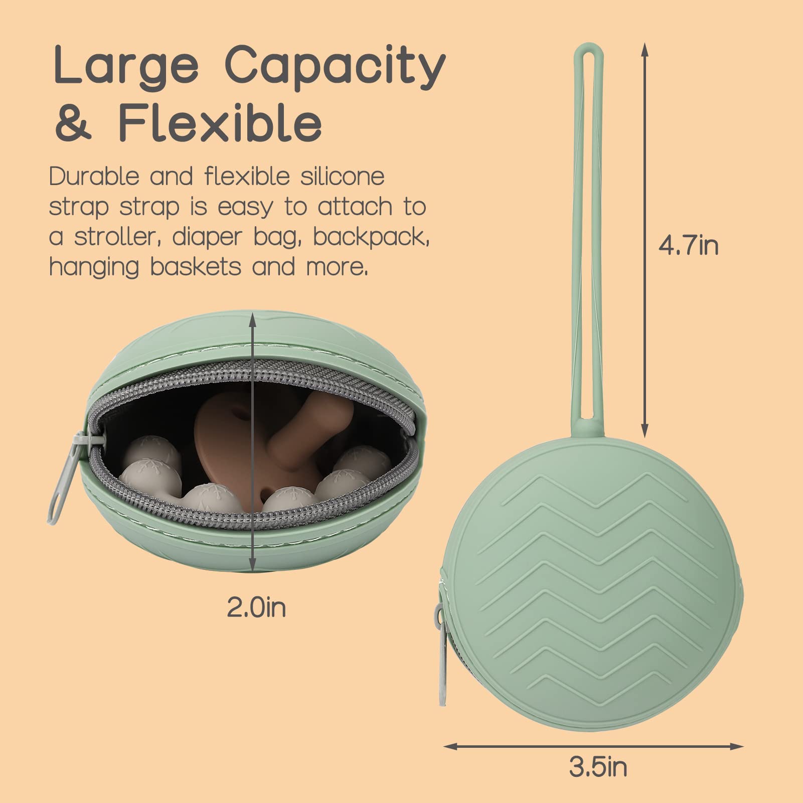 2 Pack BPA-Free Silicone Pacifier Holder Case for Newborn Babies - Portable Pacifier Storage Pouch for Boys & Girls (Clay & Dark Grey) - Perfect for Travel, Daycare & On-the-Go Parents