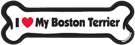 I Love My Boston Terrier Car Magnet - Fun Bone-Shaped Car Decal for Dog Lovers, Perfect for Vehicles, Fridges & Metal Surfaces