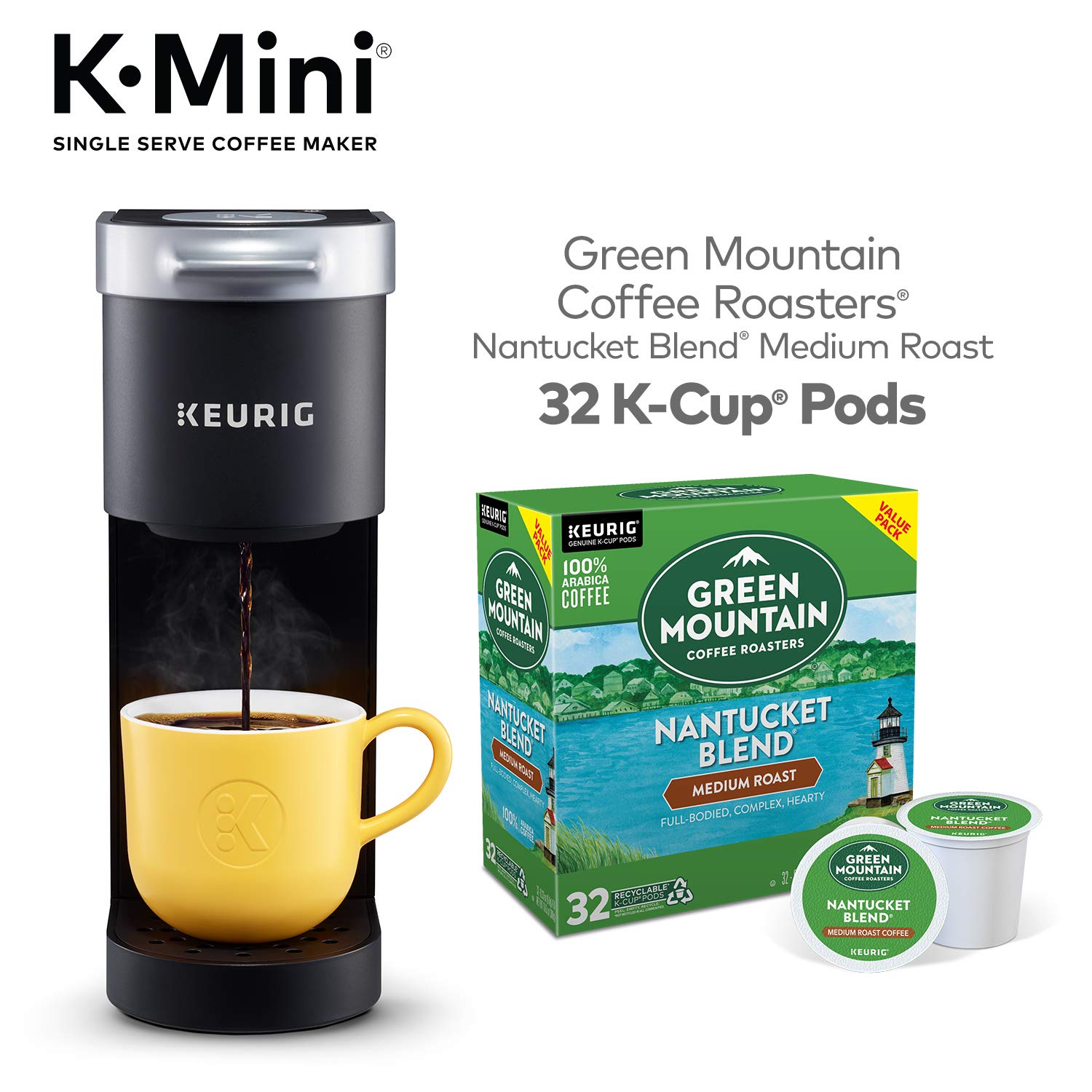 Keurig K-Mini Coffee Maker with Green Mountain Pods - Perfect for Home & Office