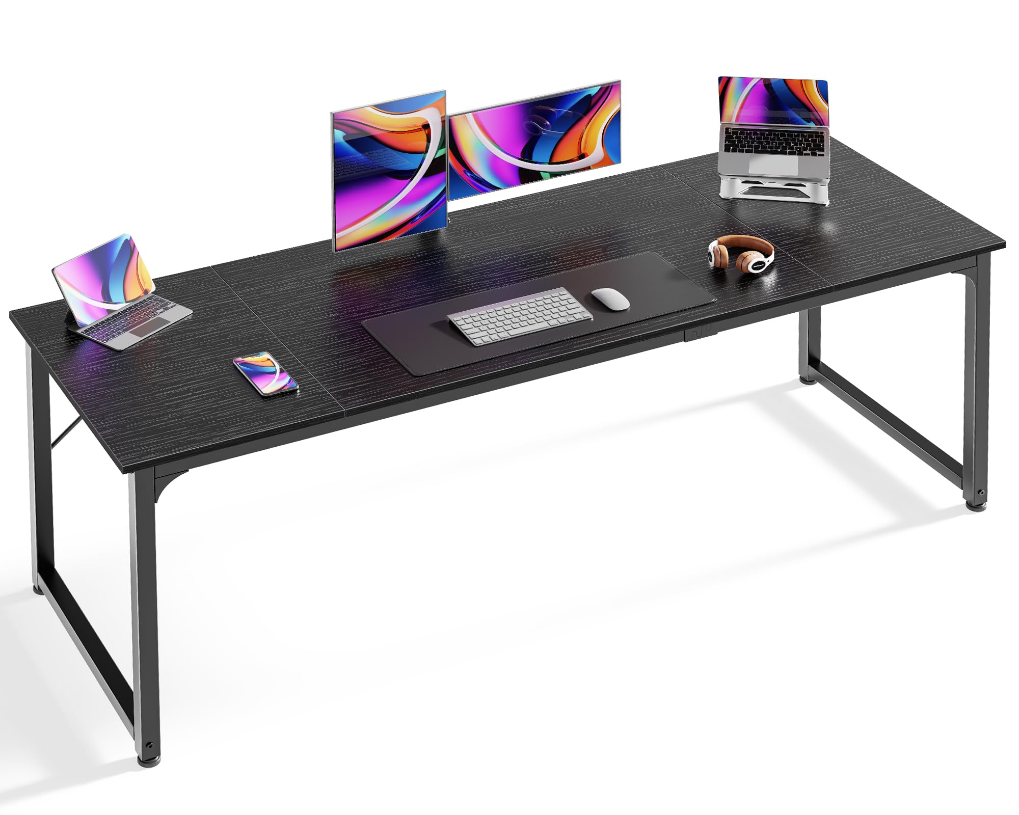 Huuger 70 Inch Computer Desk with Storage - Large Office Desk, Gaming Desk, Writing Workstation for Home Office & Study - Sturdy Metal Frame, Spacious Legroom, Black - Perfect for Remote Work, Online Classes & Gaming Setup