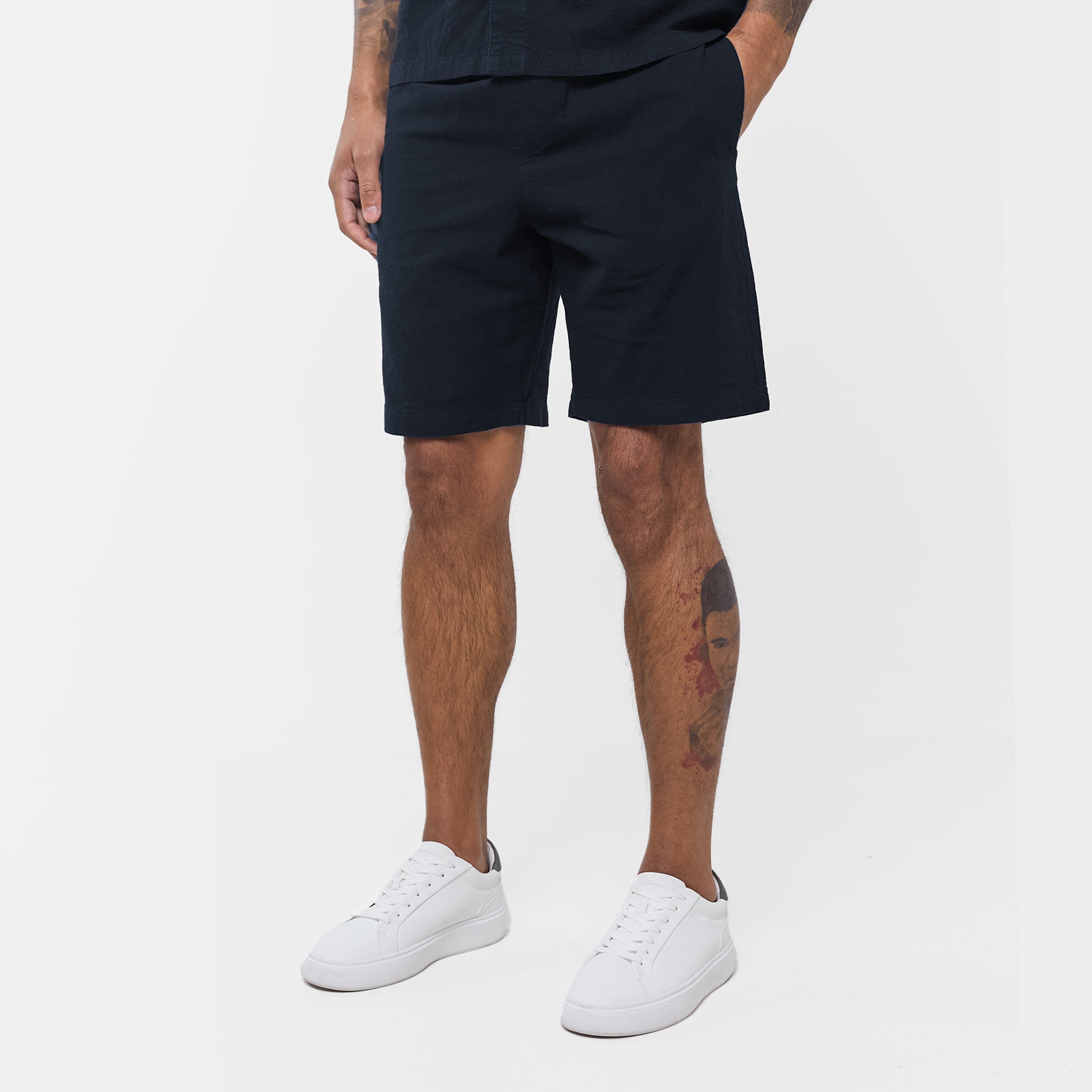 Premium Linen Shorts for Men - Navy Blue | Comfortable & Breathable Summer Casual Wear | Perfect for Beach, Vacation & Outdoor Activities