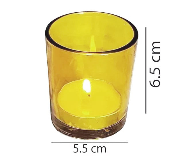 10 Pack Yellow Glass Votive Candle Holders - Elegant Table Centerpieces for Christmas, Wedding, Anniversary, Party & Home Decor - Perfect for Romantic Dinners, Holiday Celebrations & Cozy Ambiance