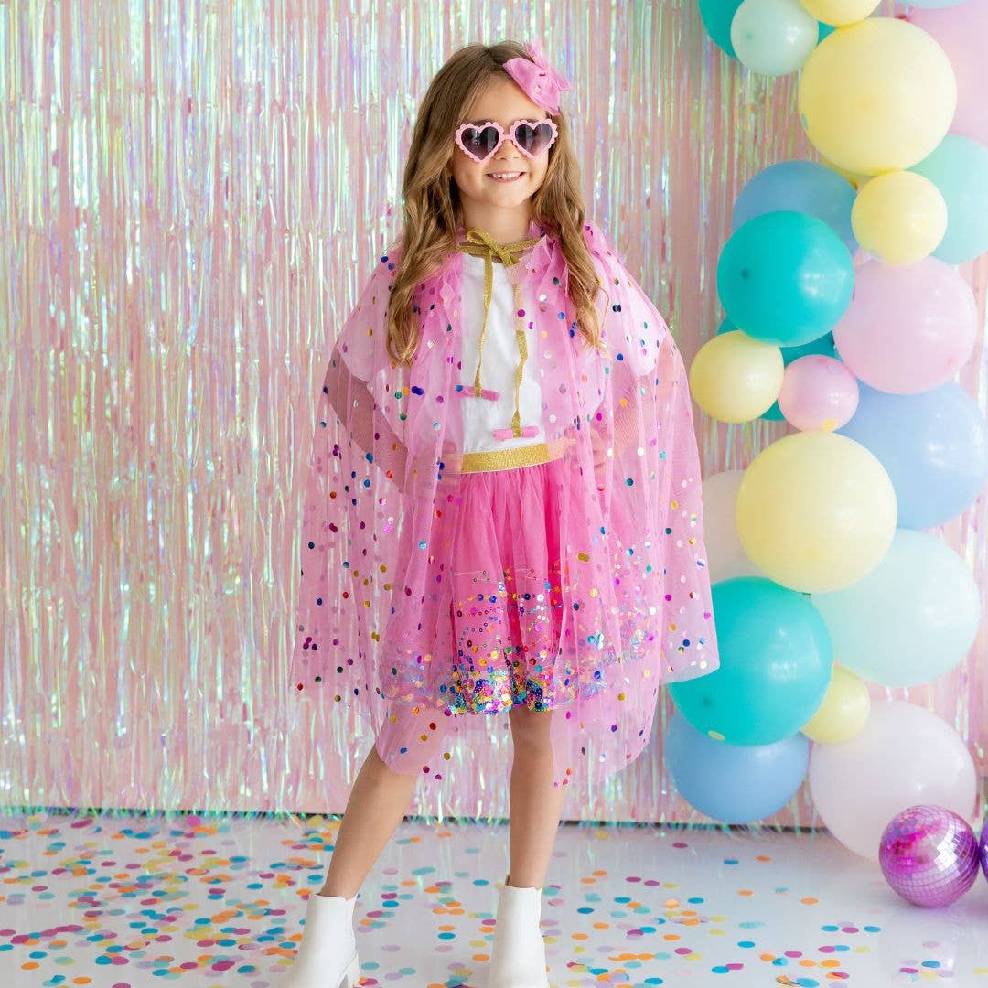 Kids Raspberry Confetti Cape - Superhero Dress Up Costume for Birthday Parties & Pretend Play | Soft & Lightweight for Comfortable Role Play