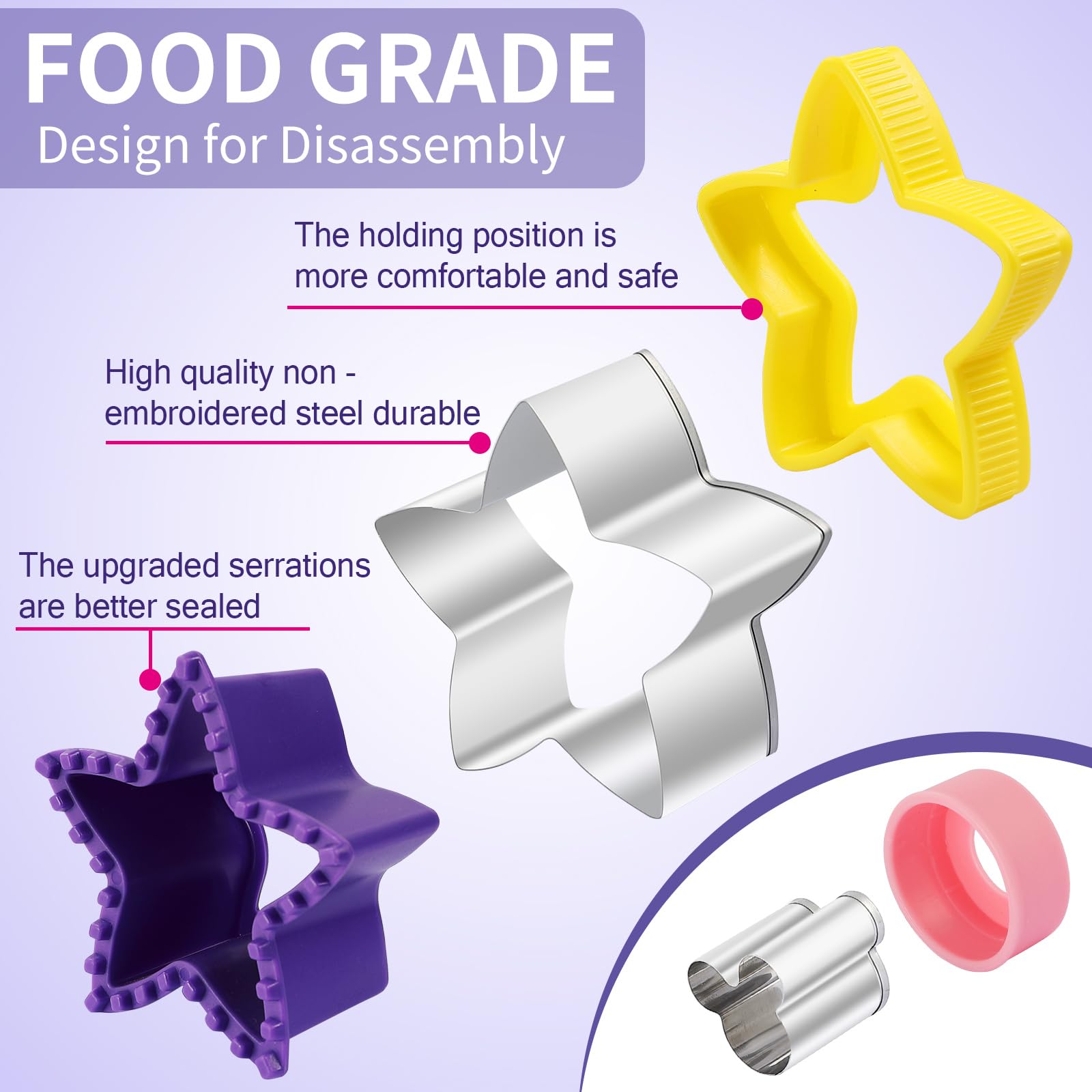 Dravency 8-Piece Sandwich Cutters & Sealer Set - Crust Remover for Sandwiches, Burgers & Pies with Bonus Vegetable Fruit Cutters - Perfect for Kids Lunch Box, Bento Box & School Snacks