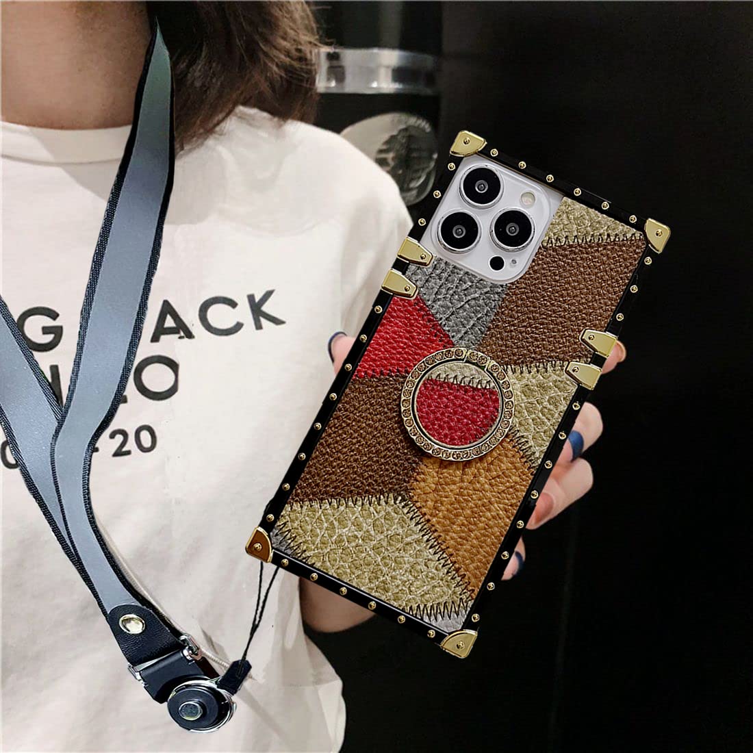 Babemall Retro Elegant PU Leather Protective Case for iPhone 12 Pro/12 - Kickstand & Wrist Strap | Coffee Brown | Perfect for Work, Travel & Daily Use