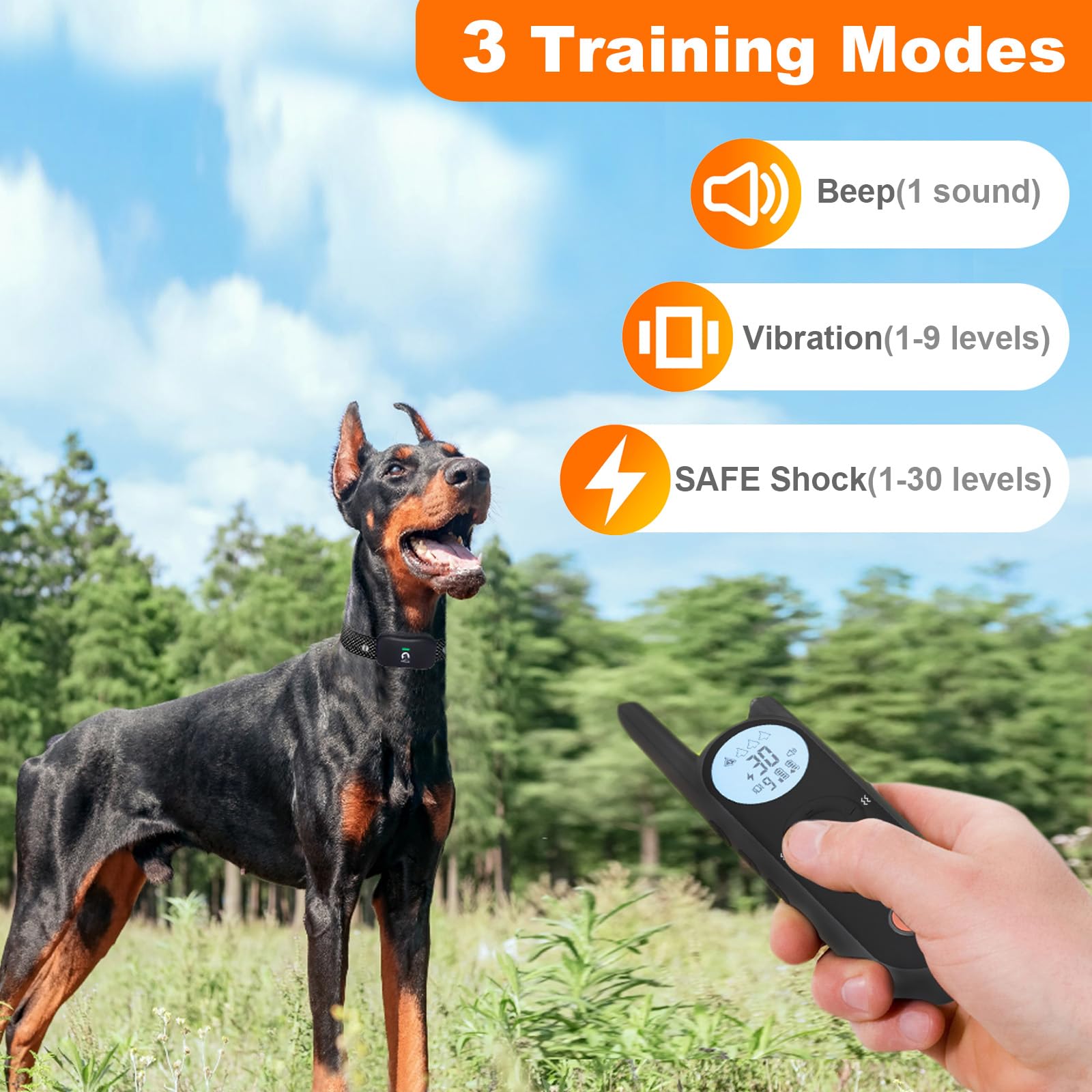 MIMOFPET Wireless Dog Fence System with Training Remote - 3500ft Adjustable Electric Fence, Waterproof Rechargeable Collar for Large & Medium Dogs | Pet Containment System for Backyard, Garden & Outdoor Use