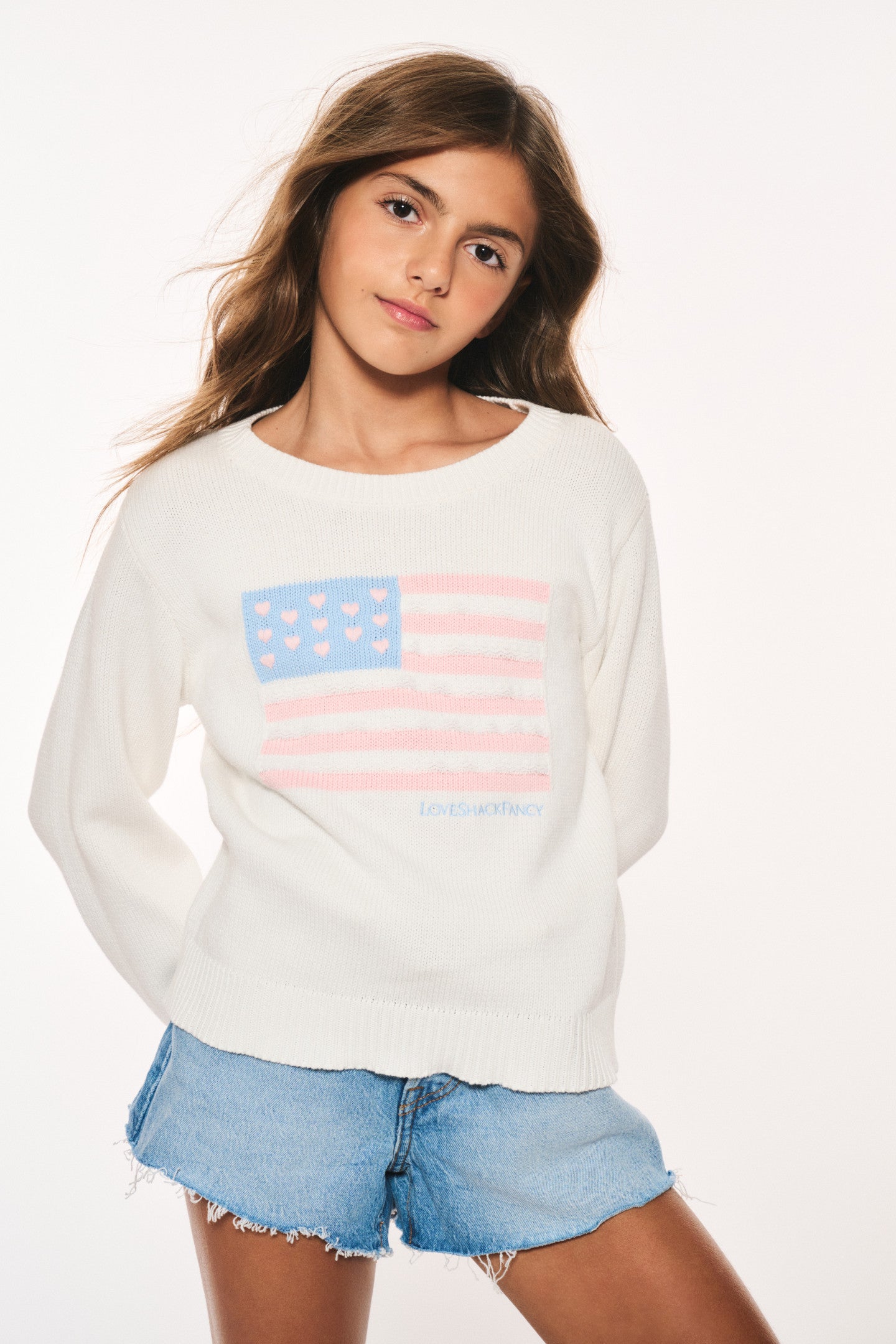 Girls Viennetta Cotton Flag Sweater - Soft & Stylish Knit Pullover for Kids | Perfect for School, Playdates & Family Outings