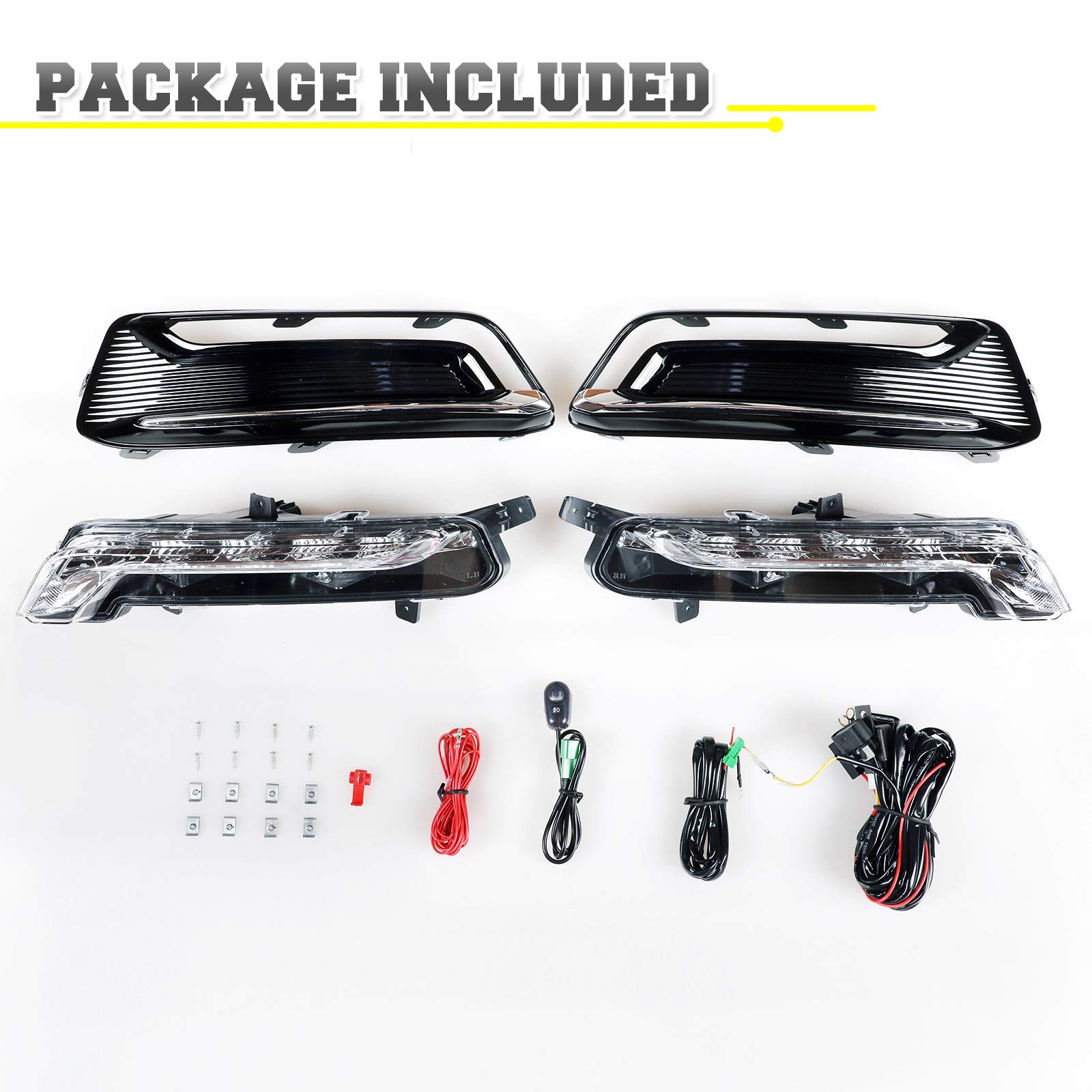 AUTOWIKI LED DRL Fog Lights for 2014-2020 Chevy Impala - 2PCS Clear Lens Fog Lamp Assembly - Perfect for Night Driving & Off-Road Adventures