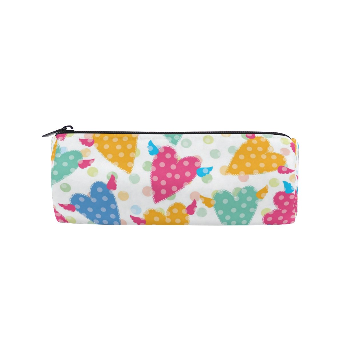 Large Capacity Polka Dot & Heart Pencil Case - Zippered School Supplies Organizer Pouch for Students, Artists & Office Use - Perfect for Backpacks, Desks & Travel