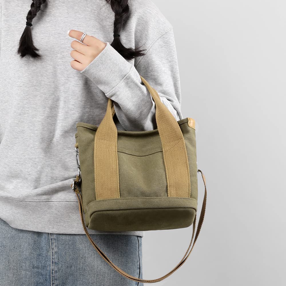 Women's Canvas Tote Bag with Zipper - Multi-Pocket Hobo Shoulder Bag for Travel & Work