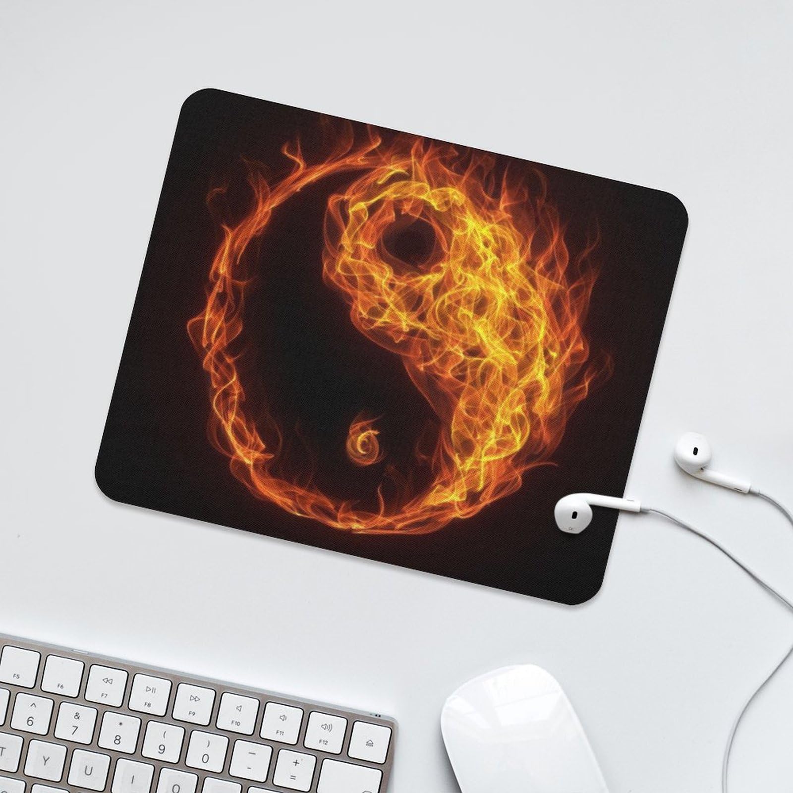 Yin Yang Fire Durable Gaming Mouse Pad - Non-Slip Waterproof Mouse Mat for PC, Laptop & Office (20x25cm) | Perfect for Gamers, Programmers & Home Office Workstations