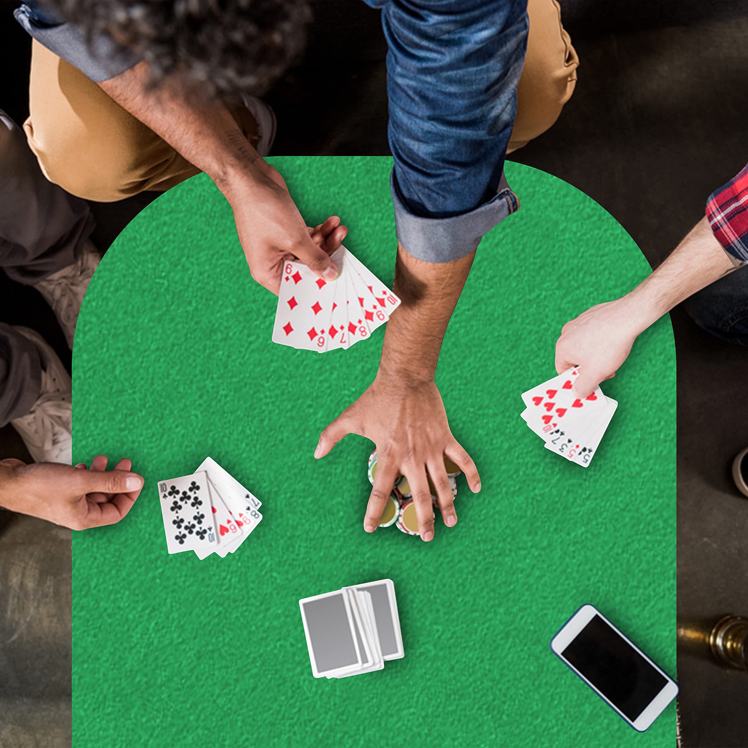 Premium Elastic Felt Card Game Table Cover for Poker, Mahjong, Dominoes & Board Games - Fits 48x68 Inch Oval Tables (Green) - Perfect for Game Nights, Casino Parties & Family Gatherings