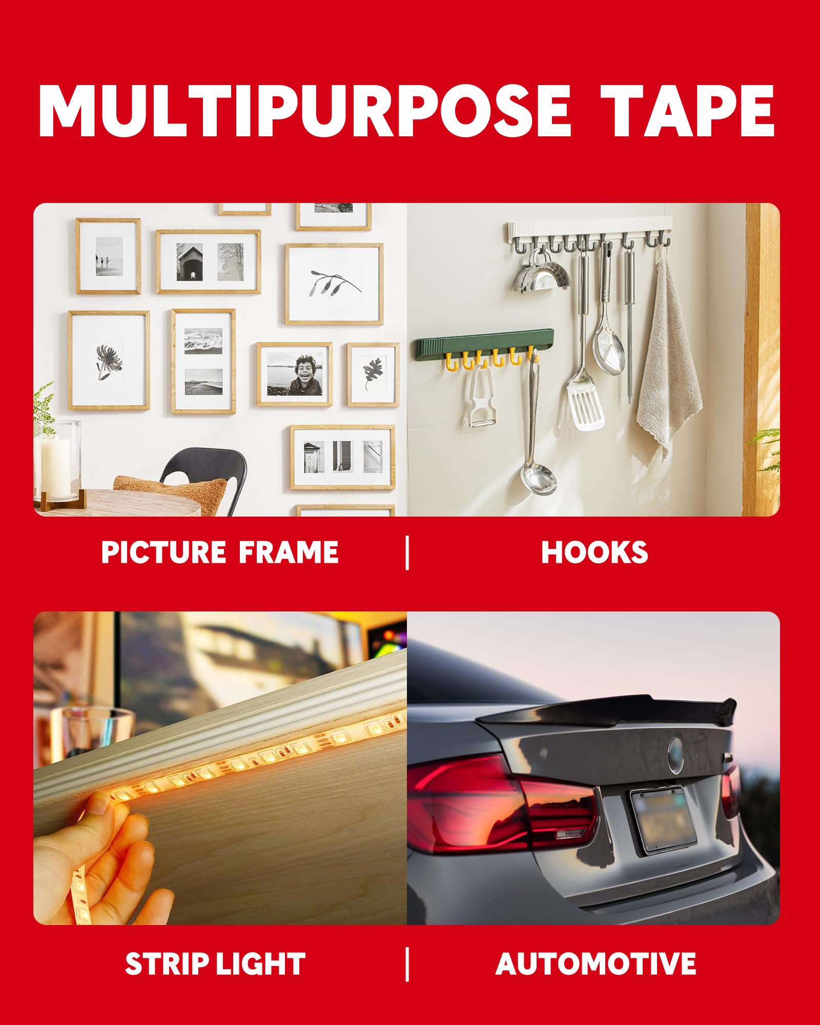 HitLights Heavy Duty Double Sided Tape - 1/2 Inch x 50 Feet Waterproof Mounting Tape, Strong Adhesive Foam Tape for Walls, Posters, Automotive & Outdoor Use - Perfect for Home, Office & DIY Projects (Pack of 1)
