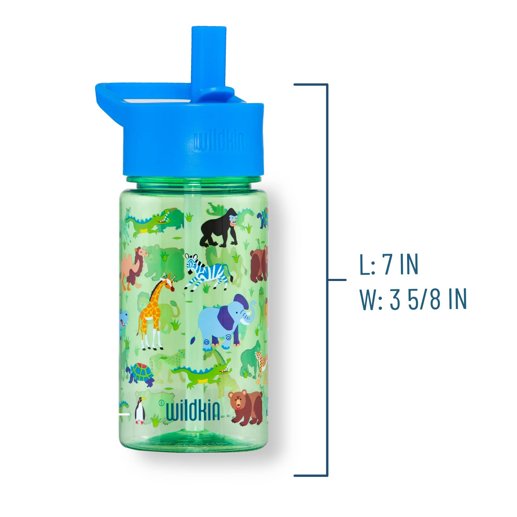 Wildkin Kids 16 oz BPA-Free Tritan Plastic Water Bottle with Leak Proof Lid - Reusable Water Bottle for Boys & Girls, Durable & Easy Clean Toddler Water Bottle - Wild Animals Design - Perfect for School, Sports & Outdoor Adventures