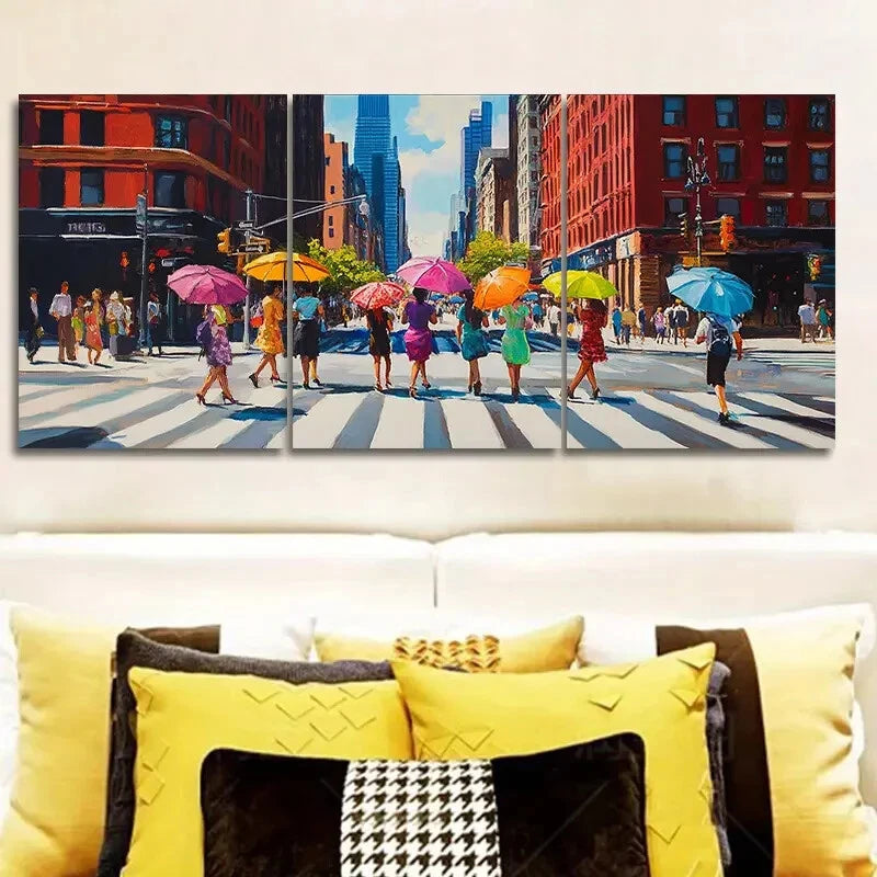 3-Piece New York City Wall Art Set - Vibrant Streets Canvas Framed 40x60cm - High Quality Print - 100% Australian Made - Ready to Hang - Perfect for Living Room, Bedroom or Office Decor