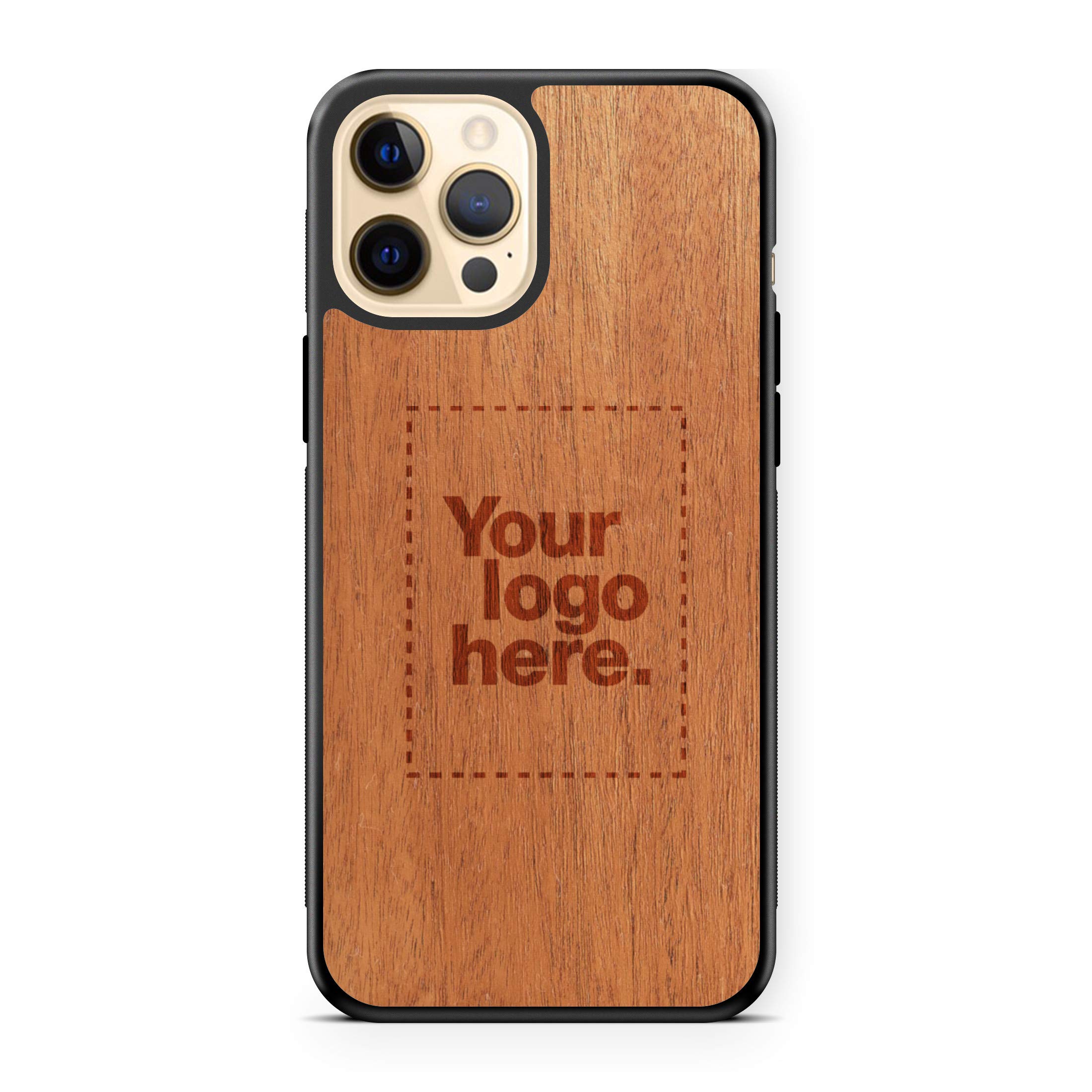Custom Mahogany Wooden Phone Case for iPhone 12 Pro Max - Personalized Engraved Wood Cover - Perfect for Business Gifts, Anniversary Presents & Eco-Friendly Protection