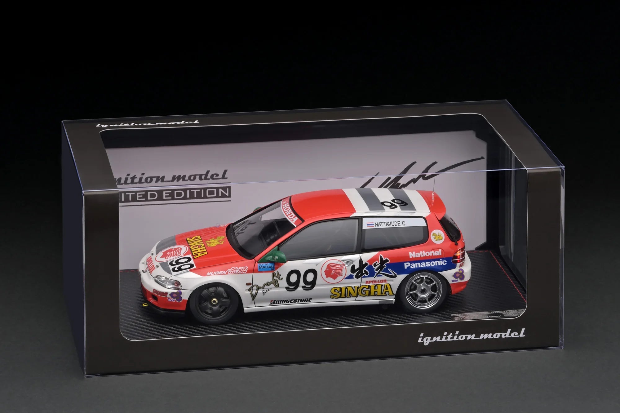1:18 Scale Ignition Model Honda Civic EG6 - Itoham MOTION Mugen CIVIC (#99) 1994 Macau Cup Race Car - Diecast Collectible for Racing Enthusiasts & Model Car Displays