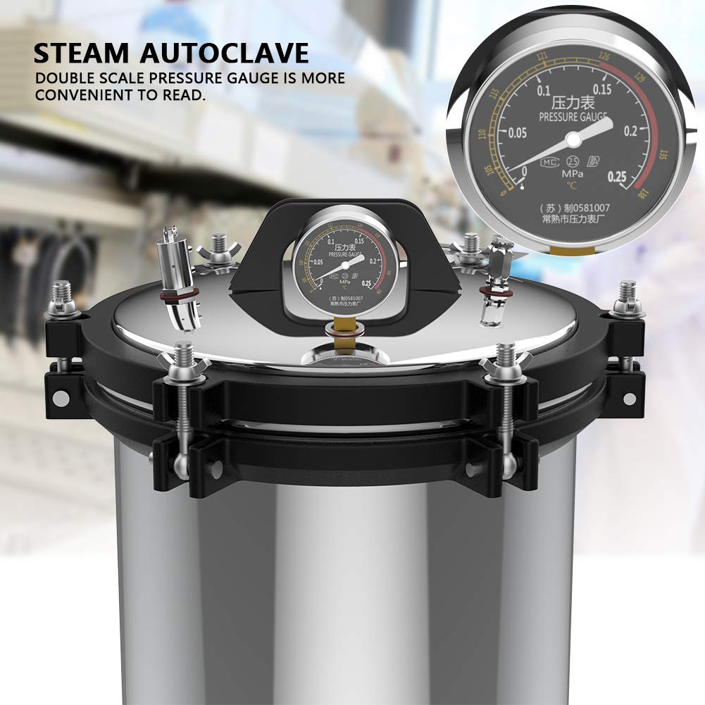18L Stainless Steel Dual Heating Pressure Steam Autoclave Sterilizer - XFS Medical Equipment for Dental, Tattoo & Nail Salon Sterilization (Autoclave Machine for Tools, Instruments & Equipment)