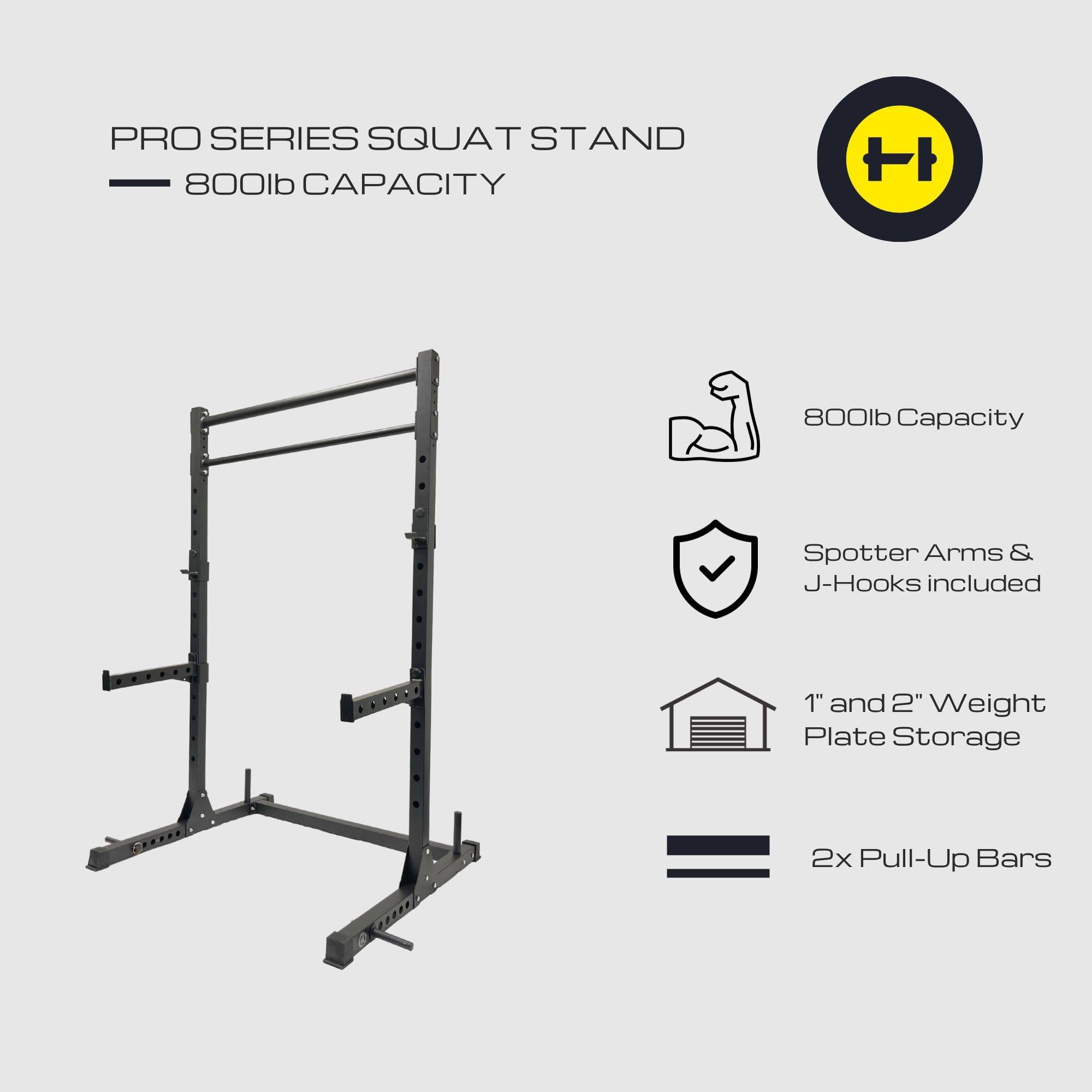 HulkFit Multi-Functional Adjustable Power Cage - Home Gym Squat Rack with 2 Pull-Up Bars for Strength Training, Bench Press, Deadlifts & Squats | Perfect for Garage Gym, CrossFit & Weightlifting Workouts