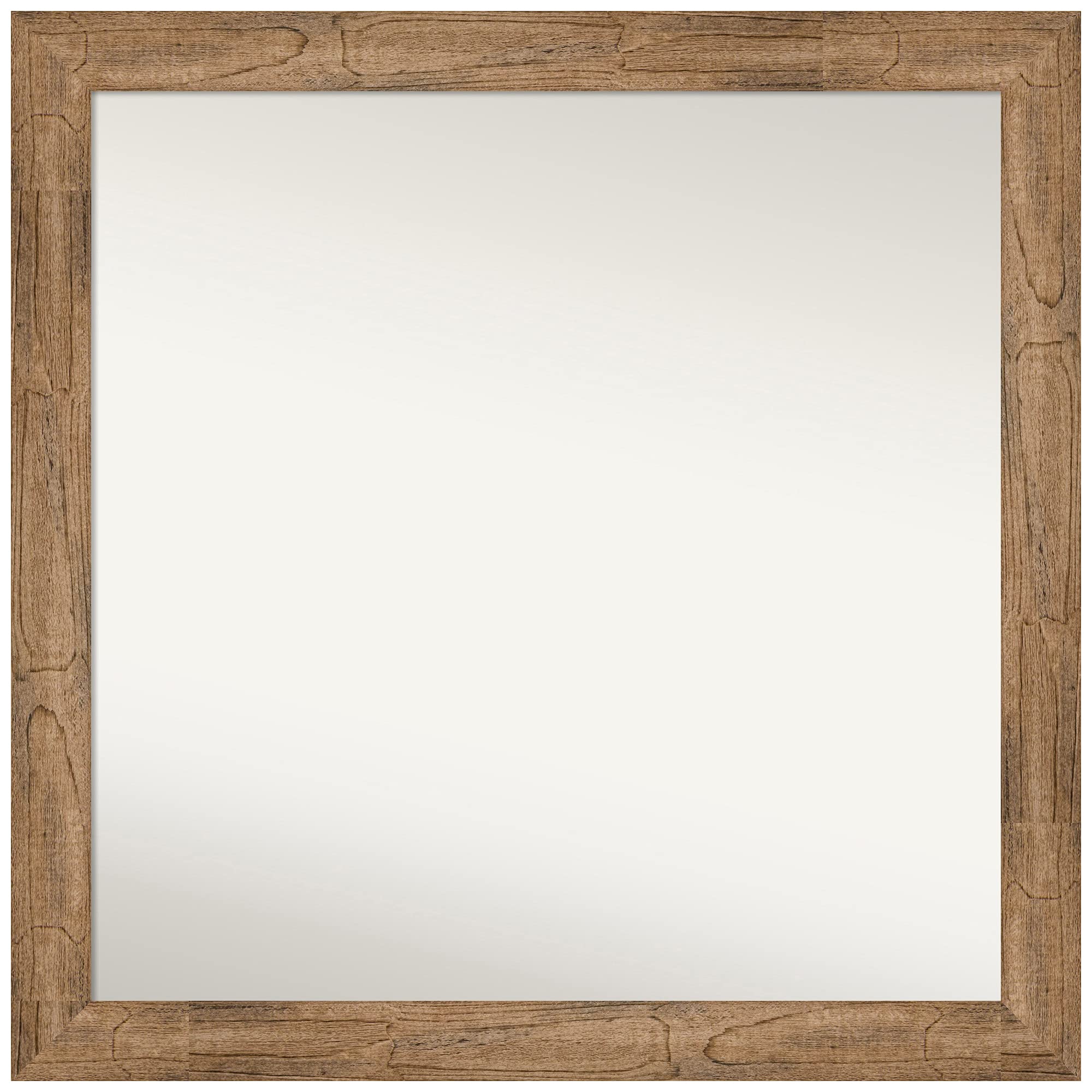 Amanti Art Custom Wall Mirror 26.5x26.5 Inch - Owl Brown Narrow Frame, Non-Beveled Edge, Multiple Size Options - Perfect for Bathroom, Bedroom & Entryway Decor