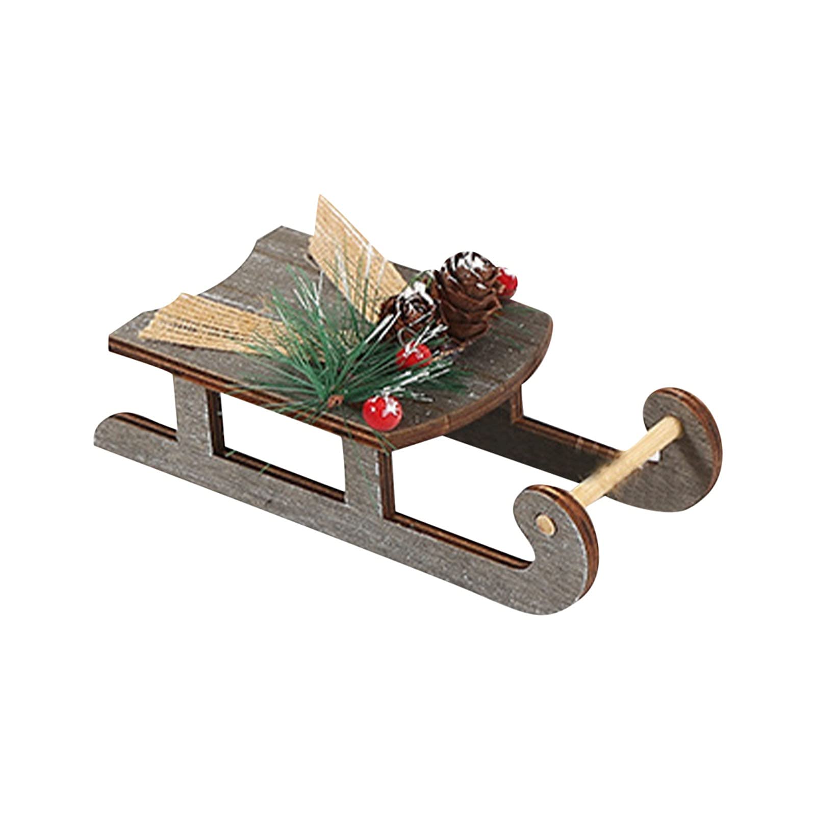 XUnion Christmas Wooden Sleigh Ornament - Handcrafted Holiday Decor for Tree, Mantel & Home Décor - Perfect for Christmas Gifts & Festive Home Styling