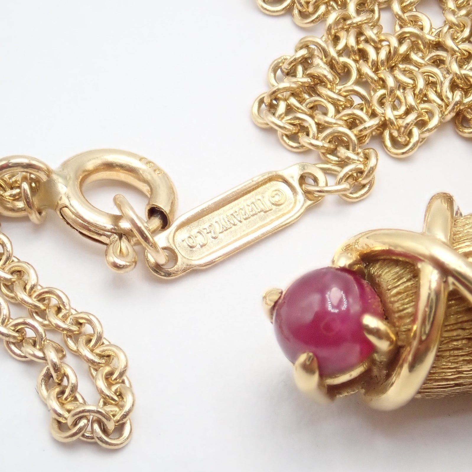 Tiffany & Co Schlumberger 18k Yellow Gold Ruby Diamond Cross 24
