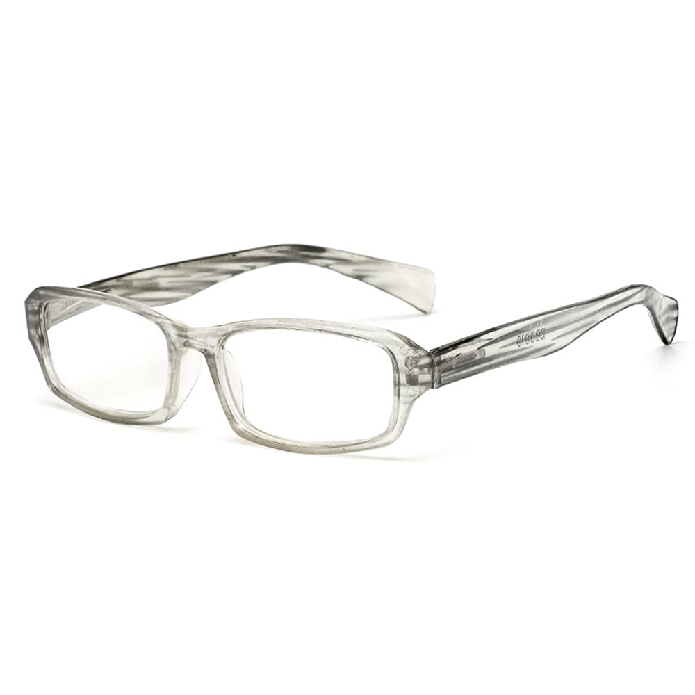 Vintage Gray Striped Reading Glasses +1.0 to +3.0 Magnification for Men & Women - Anti-Blur & Anti-Dry Eyewear for Reading, Crafts, and Close Work