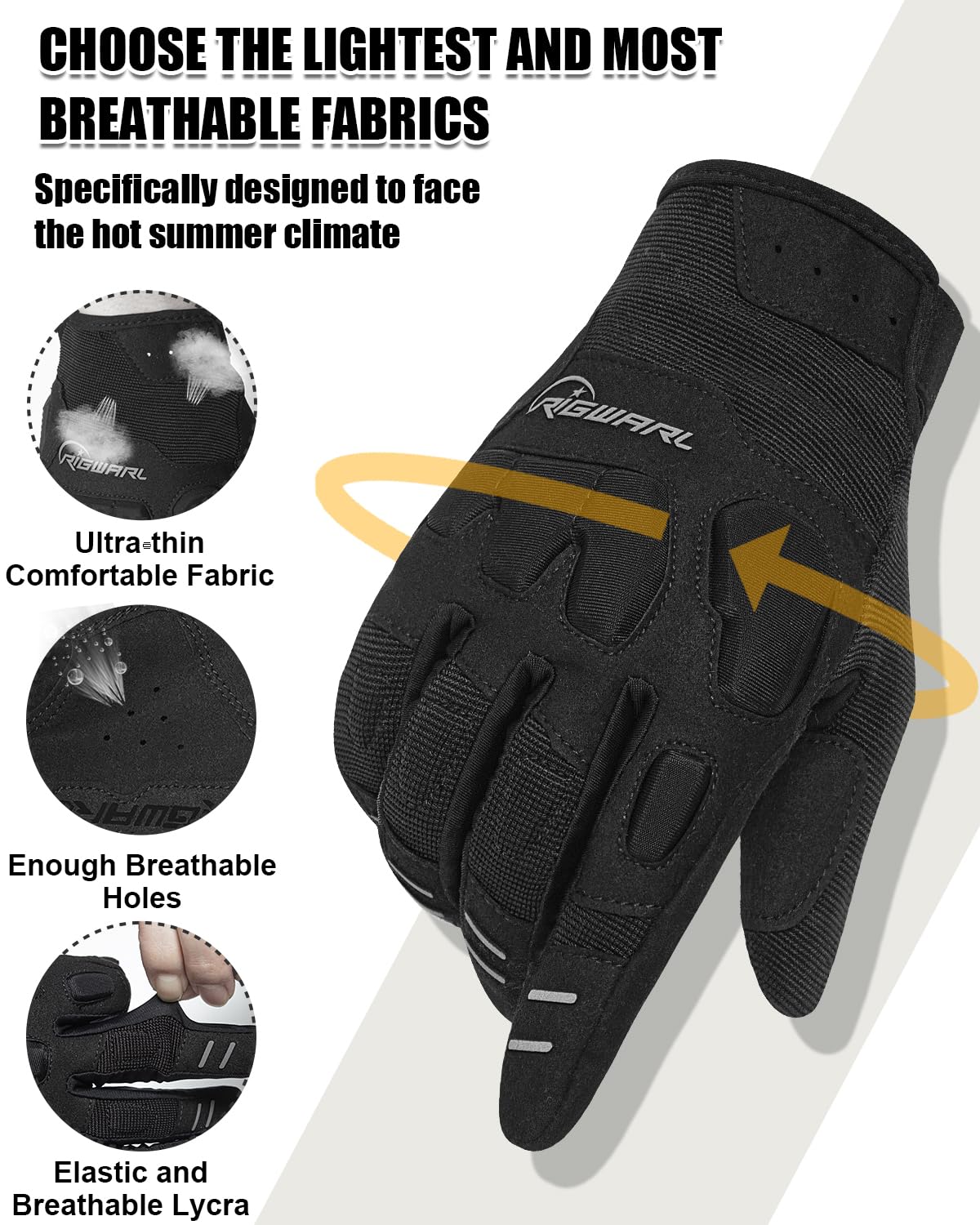 RIGWARL Comfortable Mountain Bike & Motorcycle Gloves for Women & Men - Touchscreen Fingers for ATV, MTB, Dirt Bike Riding - Perfect for Cycling, Off-Road Adventures & Winter Commuting