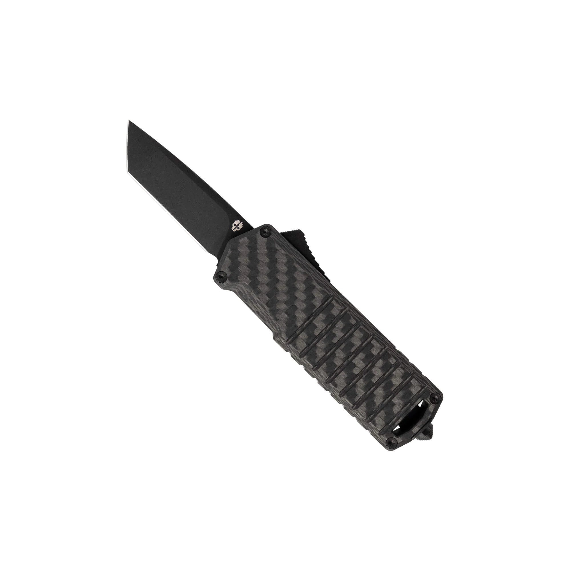 A2 Badger OTF Automatic Knife - Carbon Fiber Handle with Black Accents | Tactical EDC, Outdoor Survival & Everyday Carry Knife