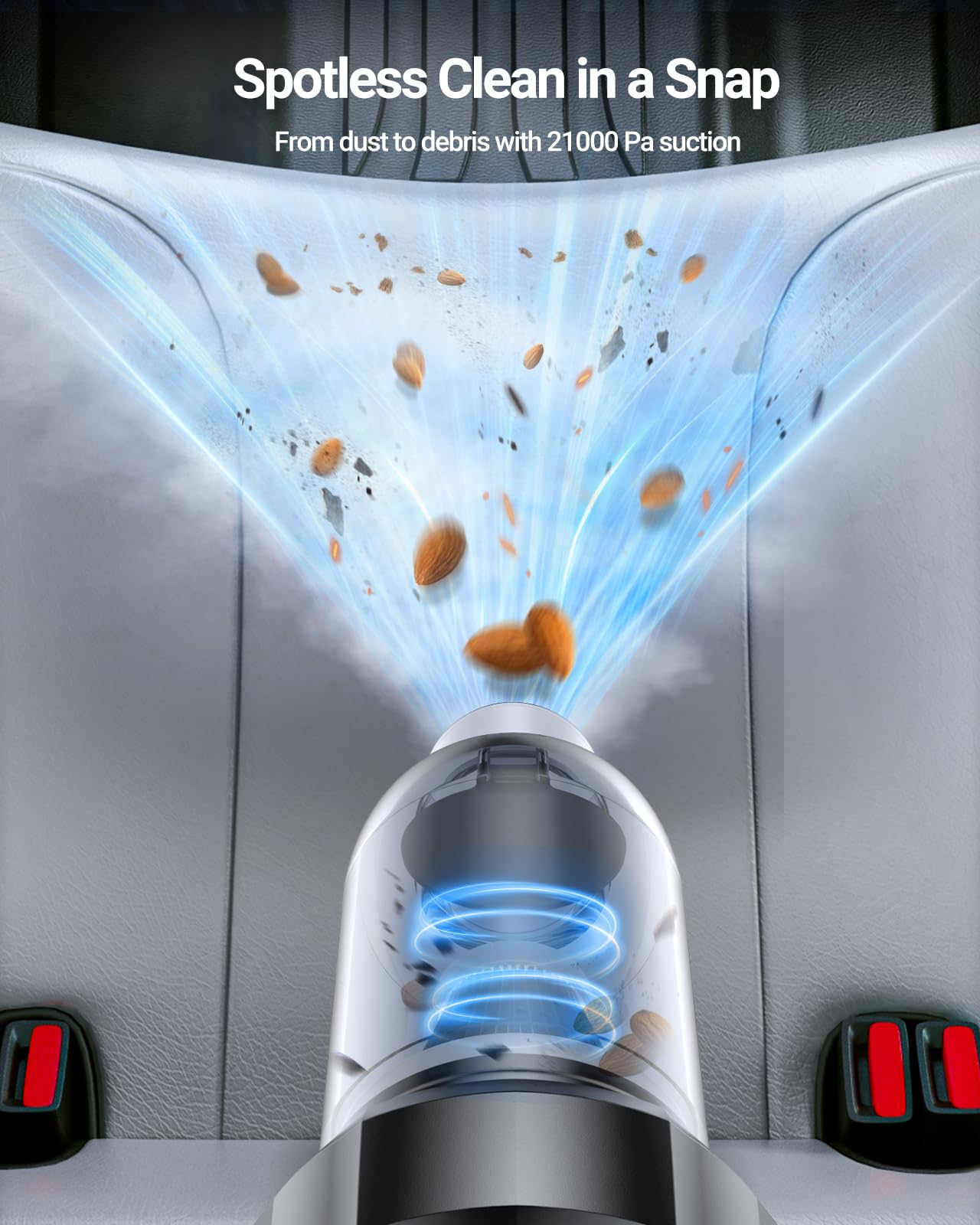 SEALIGHT 21000Pa High Power Cordless Handheld Vacuum Cleaner - 18V/120W Mini Car Vacuum with 2 Rechargeable Batteries for Long Runtime | Portable Vacuum for Car, Home, Office & Pet Hair Cleaning | Ideal for Quick Spills, Upholstery, Car Seats & Pet Hair Removal