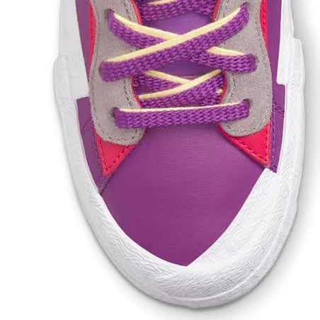 KAWS x Nike x Sacai Blazer Low Sneakers - Purple Dusk, Lagoon & Pulse White Colorway | Limited Edition Collab Shoes for Streetwear & Sneaker Collectors