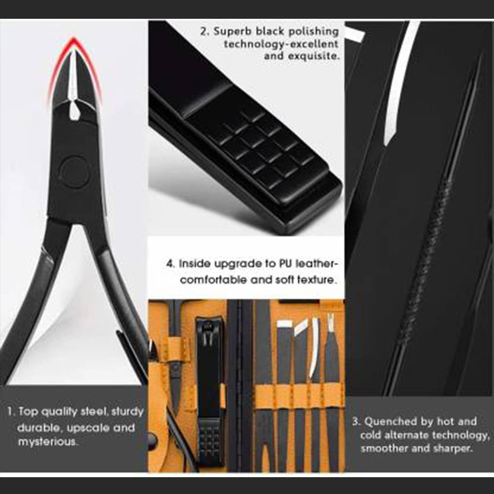 Premium Stainless Steel Manicure Set - 12-Piece Nail Clippers, Scissors, Grooming Kit with Acne Needle & Blackhead Tools in Leather Travel Case | Perfect for Home, Travel, Salon & Professional Nail Care