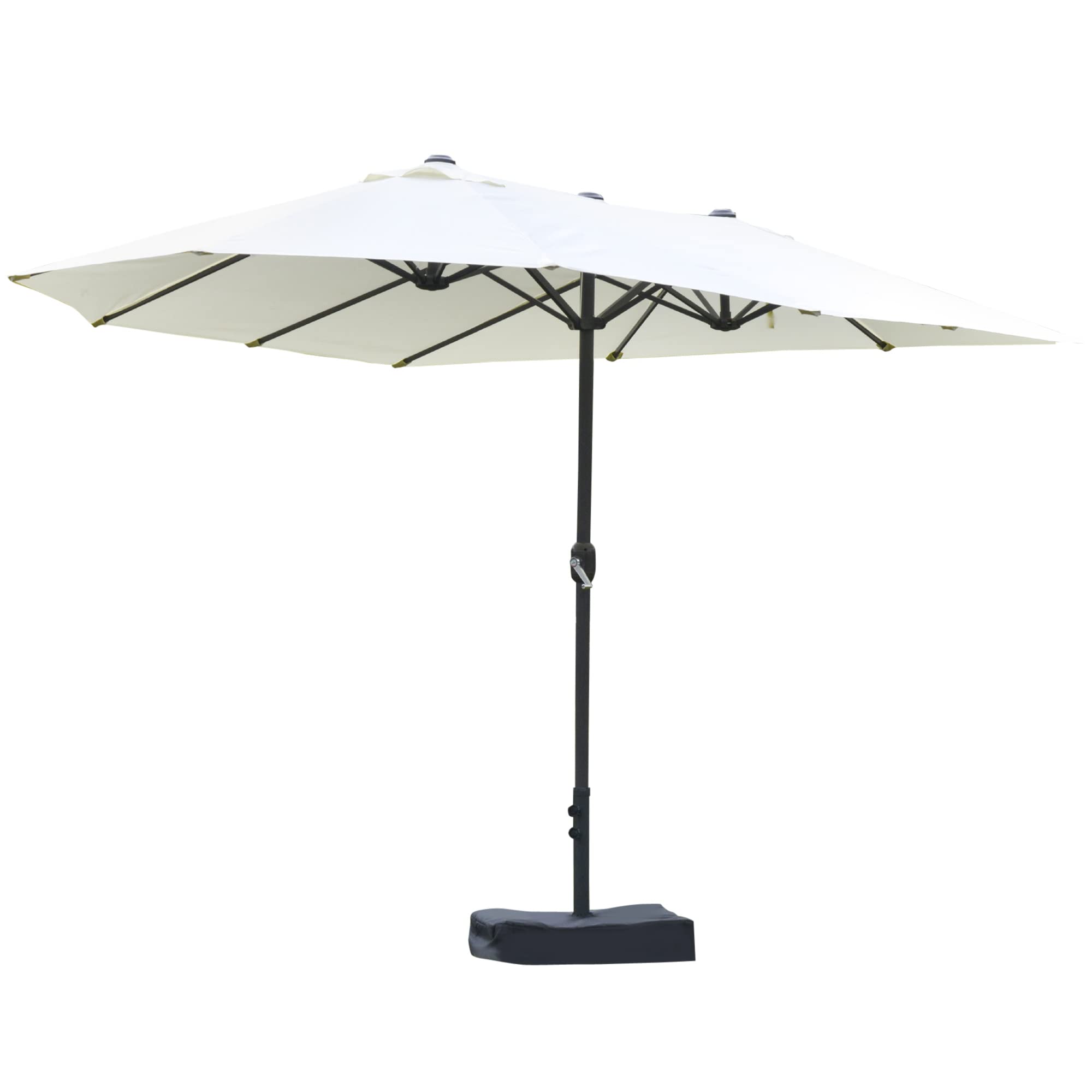 Outsunny 15' Steel Rectangular Double-Sided Patio Umbrella with Base | UV Sun Protection & Easy Crank | Perfect for Deck, Pool, Backyard & Outdoor Dining | Beige