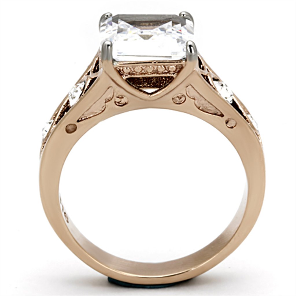 Marimor 4.30ct Princess Cut Cubic Zirconia Rose Gold Engagement Ring - Size 5-10 for Women