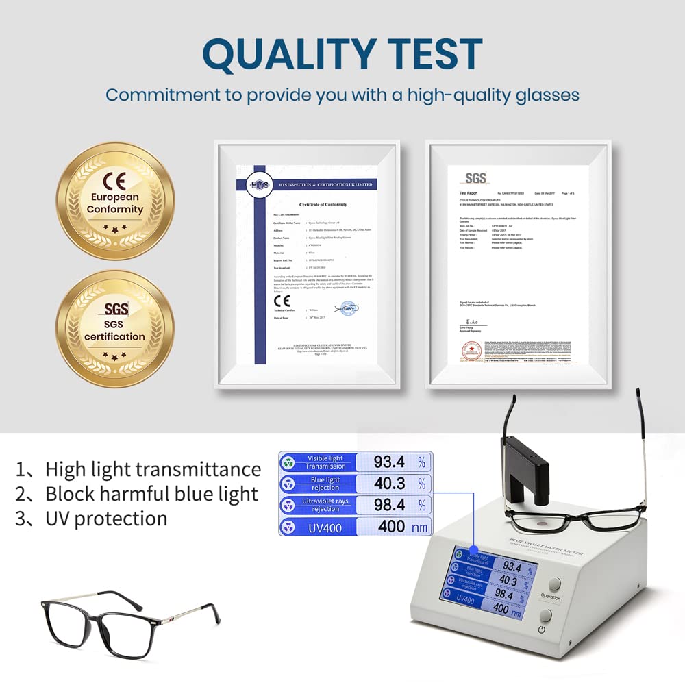 Cyxus Blue Light Blocking Glasses for Men & Women - Computer Gaming Glasses with TR90 Frame, Anti-Eyestrain, UV400 Protection (Black/White) - Perfect for Office Work, Online Classes & Late-Night Screen Use
