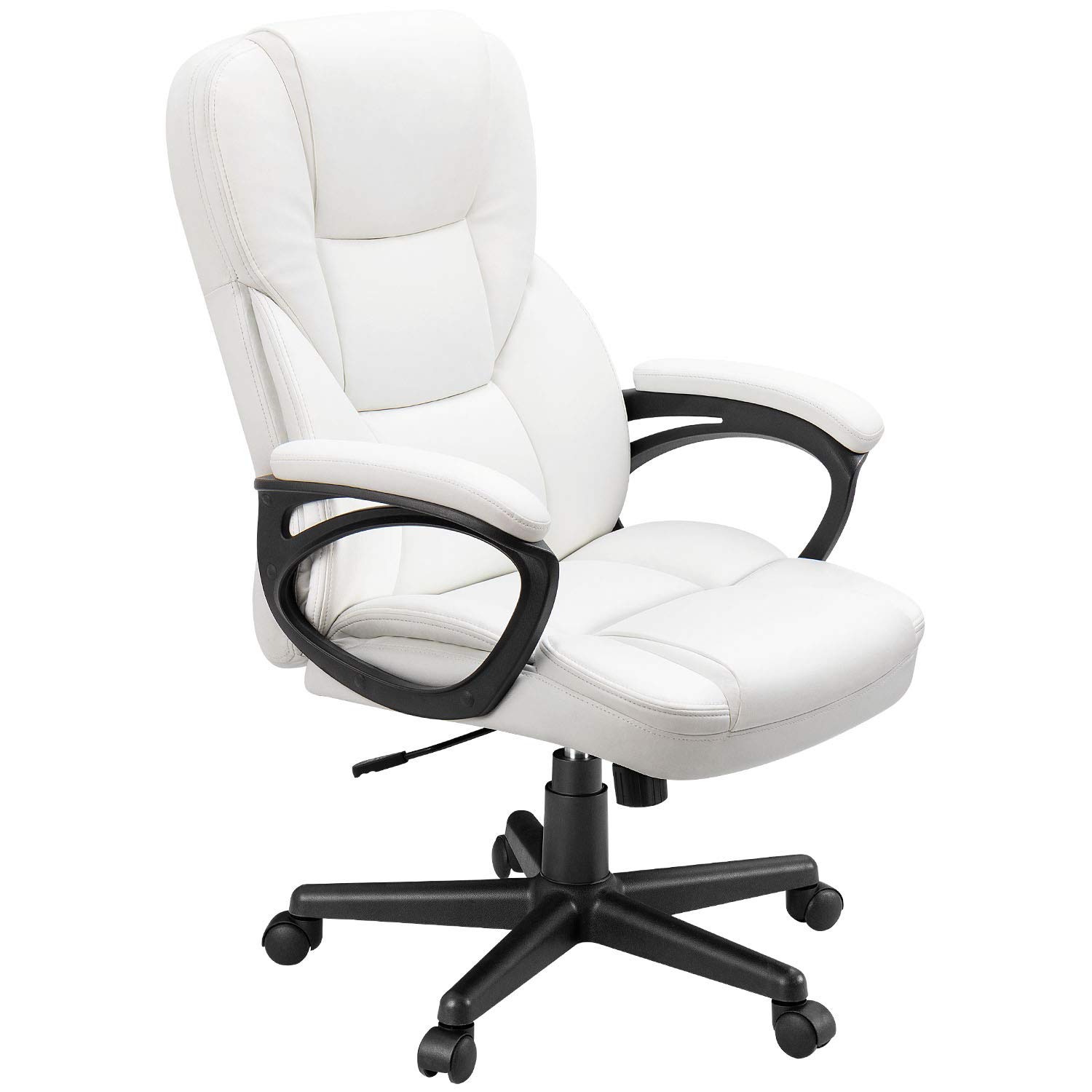Furmax High Back Executive Office Chair - Adjustable Swivel Desk Chair with Lumbar Support, PU Leather Managerial Computer Chair for Home & Office (White) - Perfect for Long Work Hours, Gaming & Study Sessions