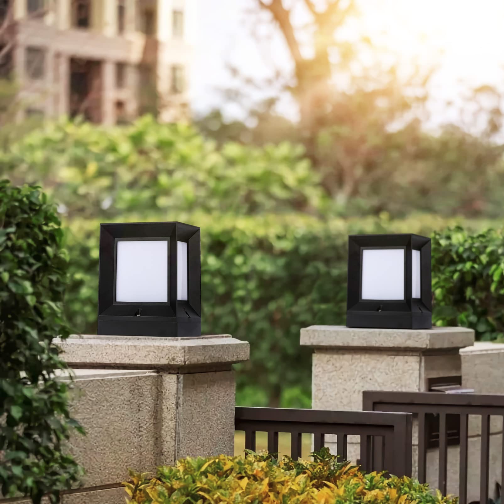 OSALADI Solar Powered LED Garden Lights - Waterproof Outdoor Solar Post Lights for Deck, Fence & Pathway - Energy Efficient Solar Deck & Fence Lighting for Patio, Yard & Landscape Decoration