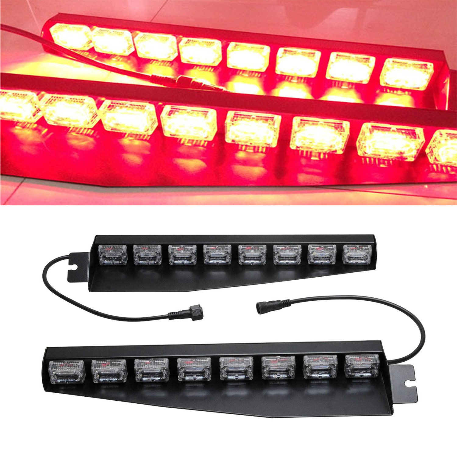 Wecade® 48 LED 12V 48W Red Emergency Strobe Light Bar with Suction Cups - for Truck, Boat, Dashboard & Windshield Warning Lights - Perfect for Roadside Emergencies, Marine Safety & Vehicle Alerts