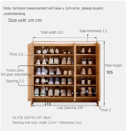 Solid Oak Wood Modern Minimalist Shoe Cabinet with Rock Plate - Perfect for Entryway, Living Room, and Bedroom Storage Organization