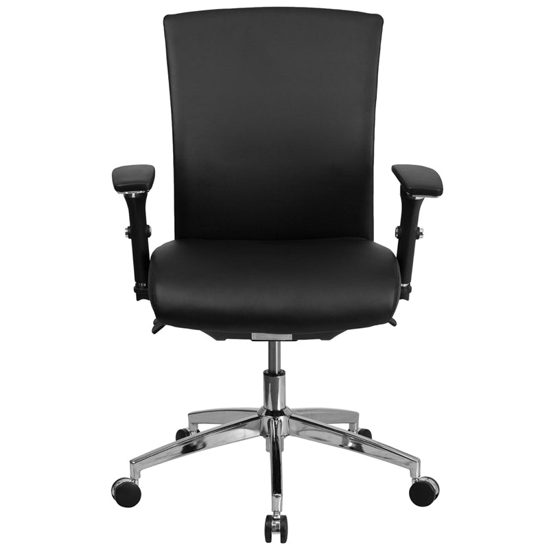 FLASH HERCULES Series 300 lb Capacity Black LeatherSoft Ergonomic Office Chair with Seat Slider - Heavy Duty 24/7 Use for Home Office, Gaming & Workspaces